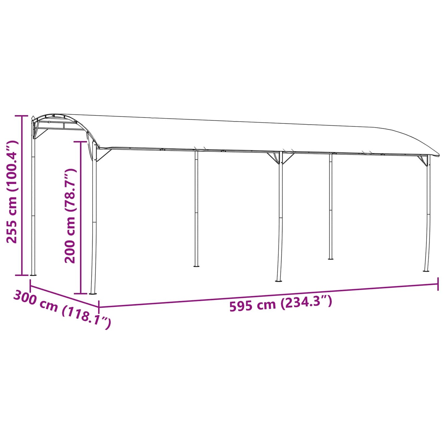 Paviljong 6 x 3 x 2,55 m Grønn Pulverlakkert stål og stoff