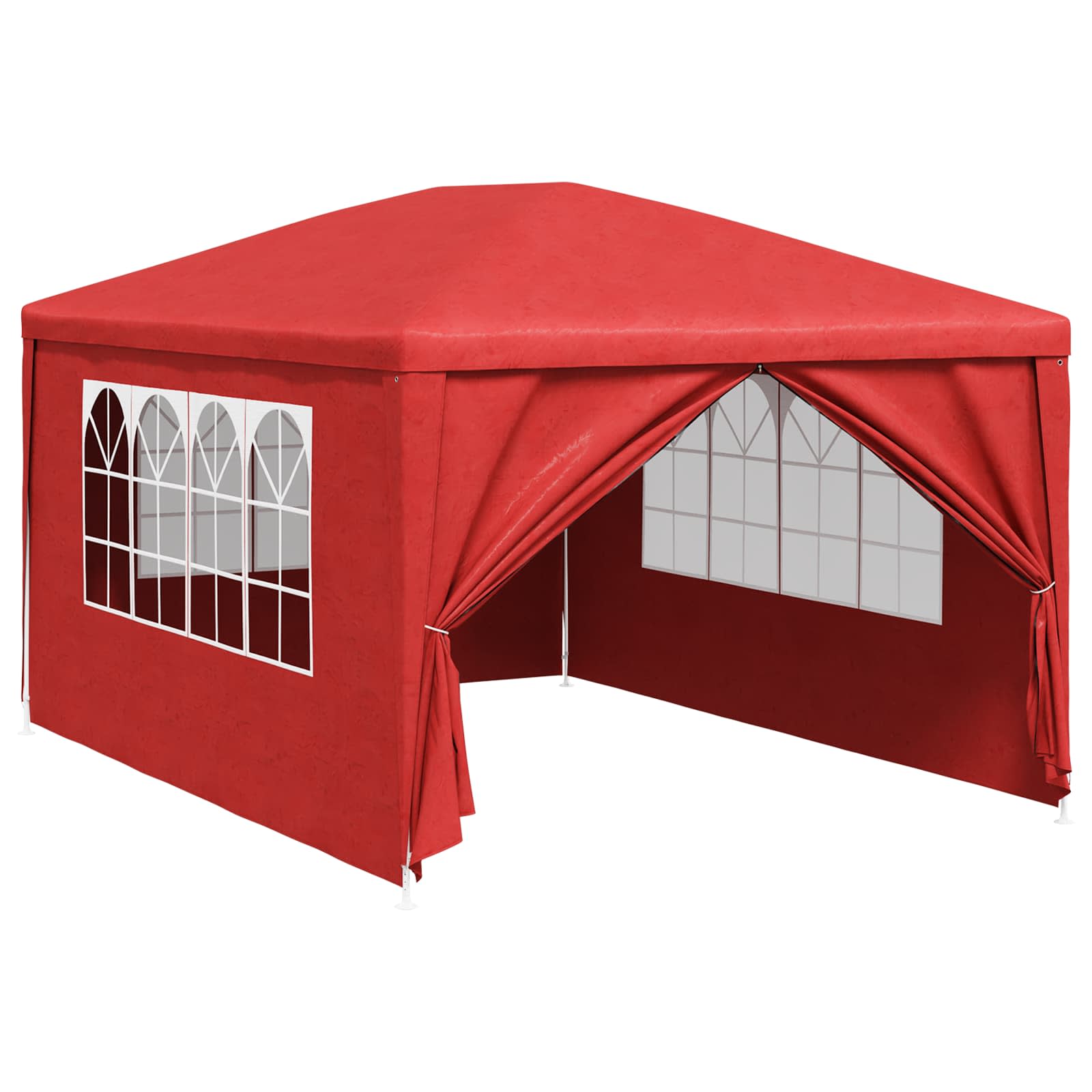 Partytelt med vegg Rød 400 x 300 x 255 cm Polyetylen og Stål vidaXL