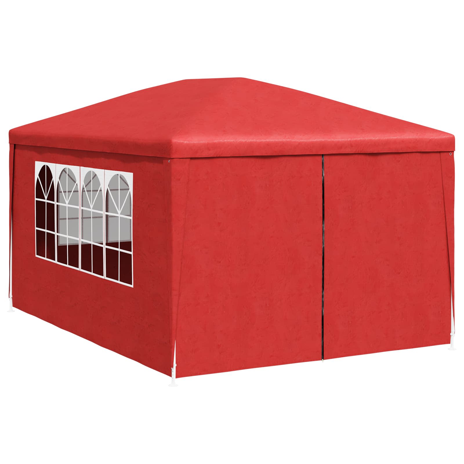 Partytelt med vegg Rød 400 x 300 x 255 cm Polyetylen og Stål vidaXL