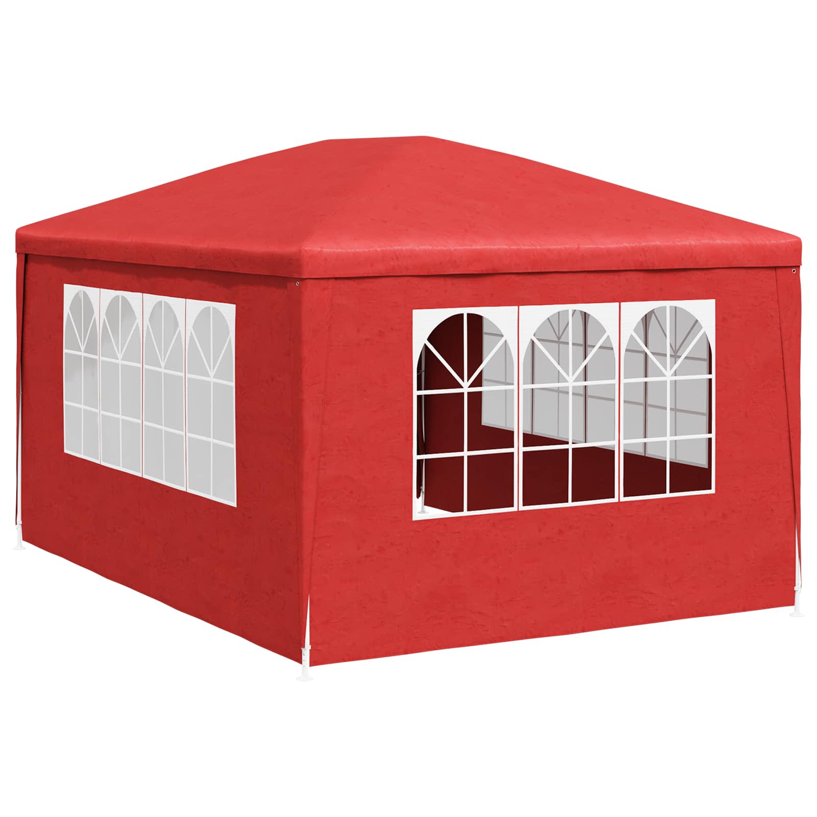 Partytelt med vegg Rød 400 x 300 x 255 cm Polyetylen og Stål vidaXL