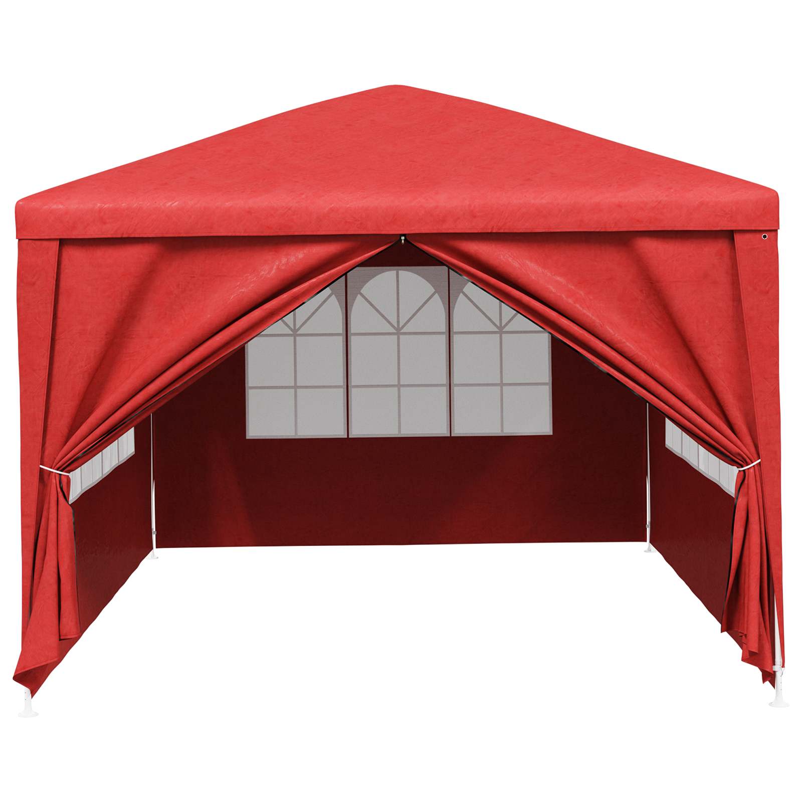 Partytelt med vegg Rød 400 x 300 x 255 cm Polyetylen og Stål vidaXL