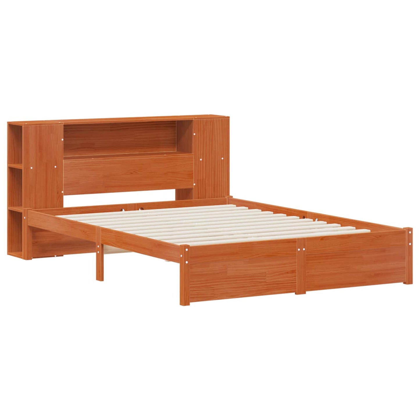 Sengramme med oppbevaringshodegavl Vokset Brun 140 x 190 cm vidaXL