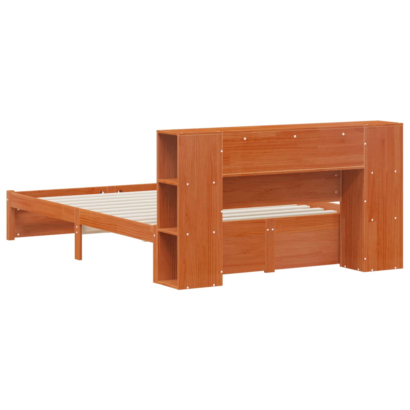 Sengramme med oppbevaringshodegavl Vokset Brun 140 x 190 cm vidaXL