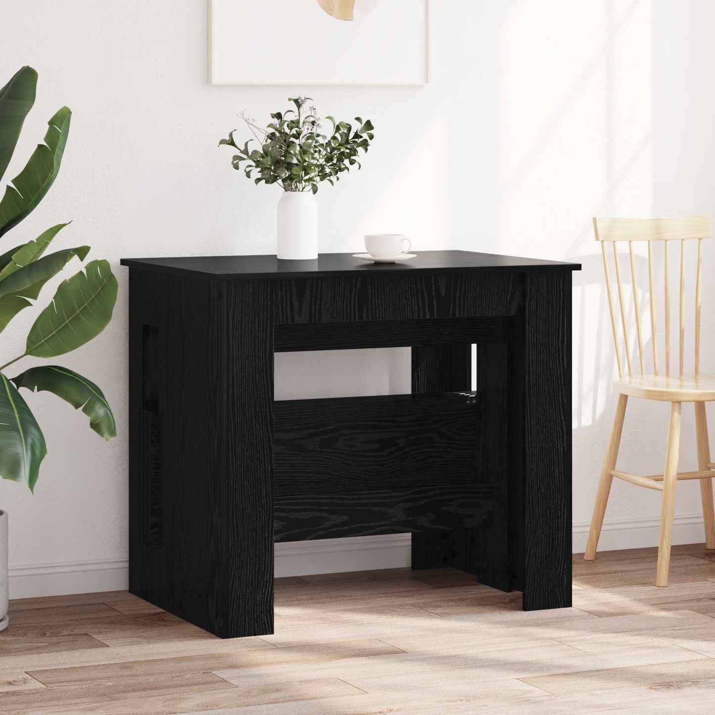 Spisebord 180 x 85 x 75 cm Konstruert tre Svart eik Rektangulær