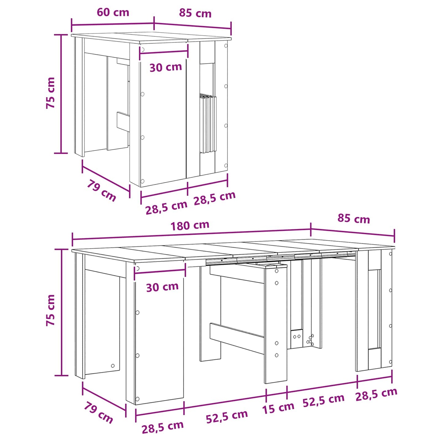 Spisebord 180 x 85 x 75 cm Konstruert tre Sonoma eik