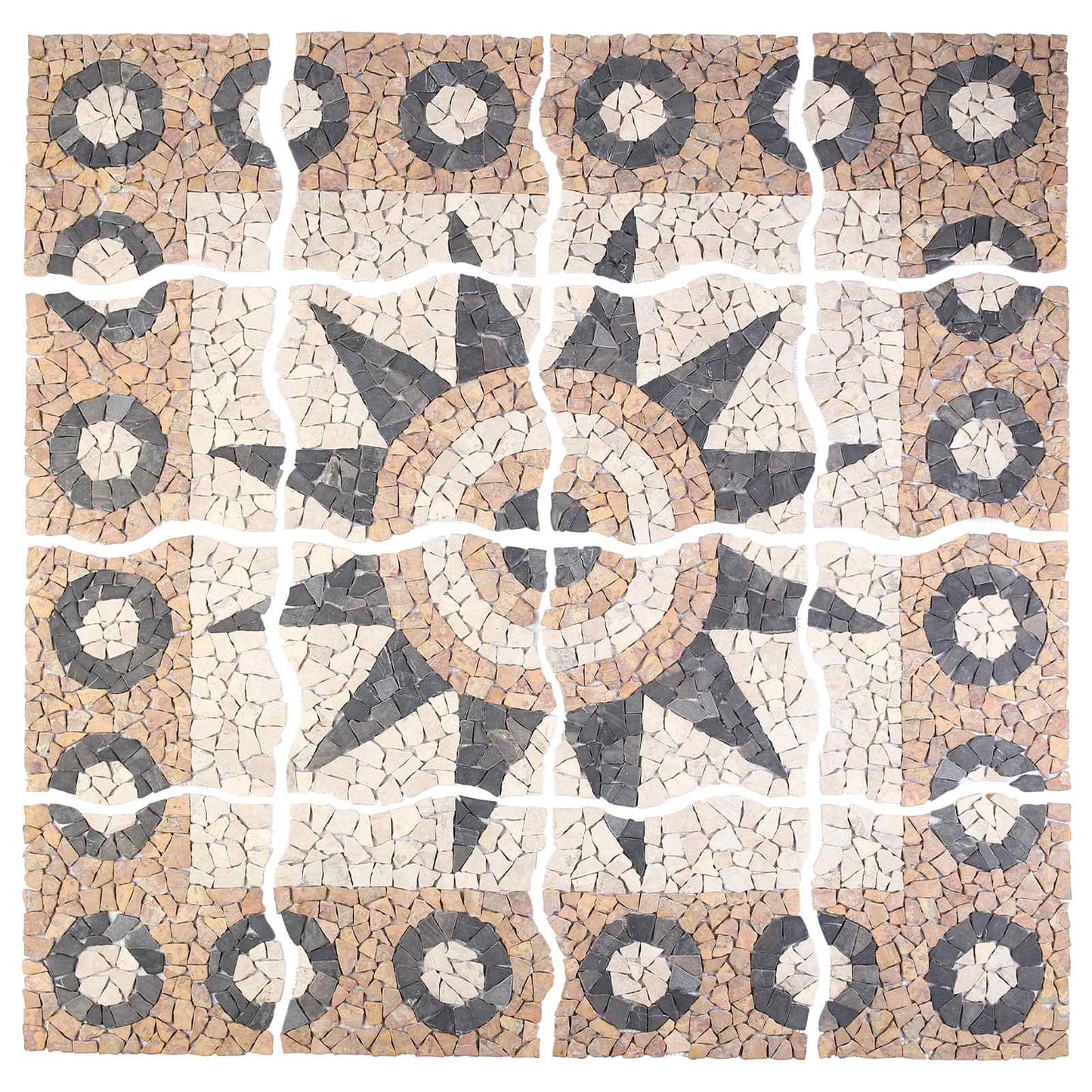 Mosaic Tiles Blomster Mønster Flerfarget 120 x 120 cm Marmor