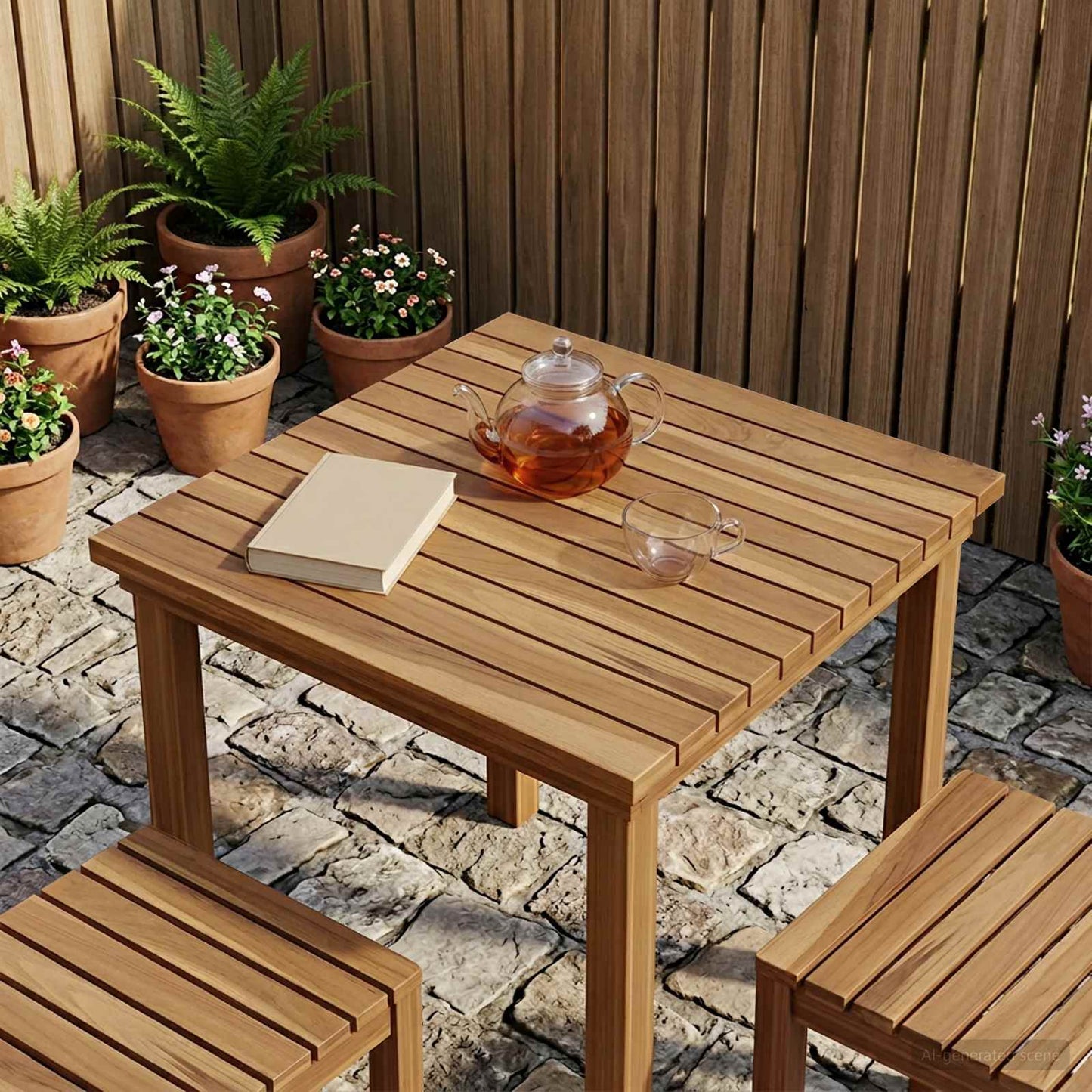 Bordplate 50 x 50 x 3,5 cm Torget Massivt Teaktre Naturlig
