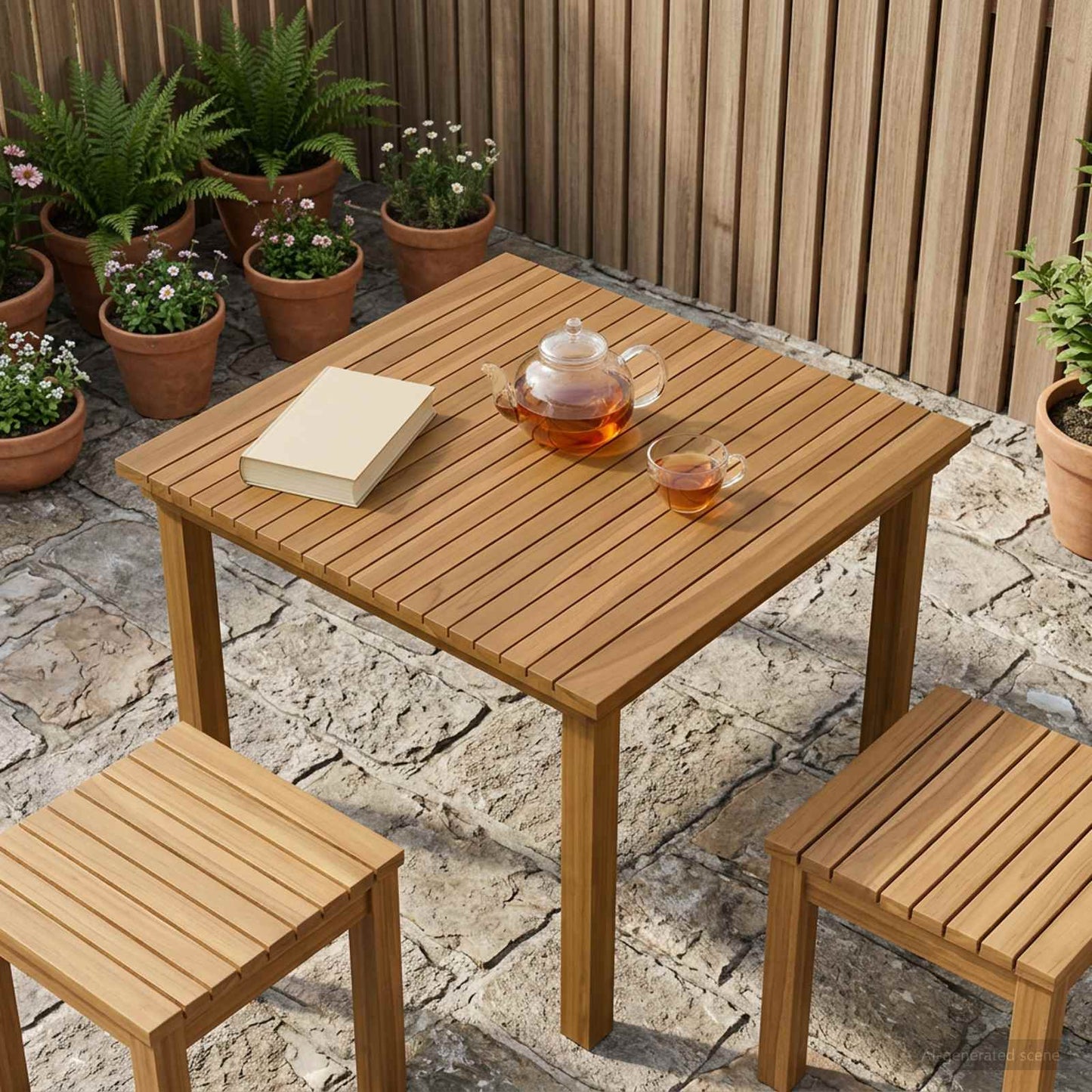 Bordplate 70 x 70 x 3,5 cm Torget Massivt Teaktre Naturlig