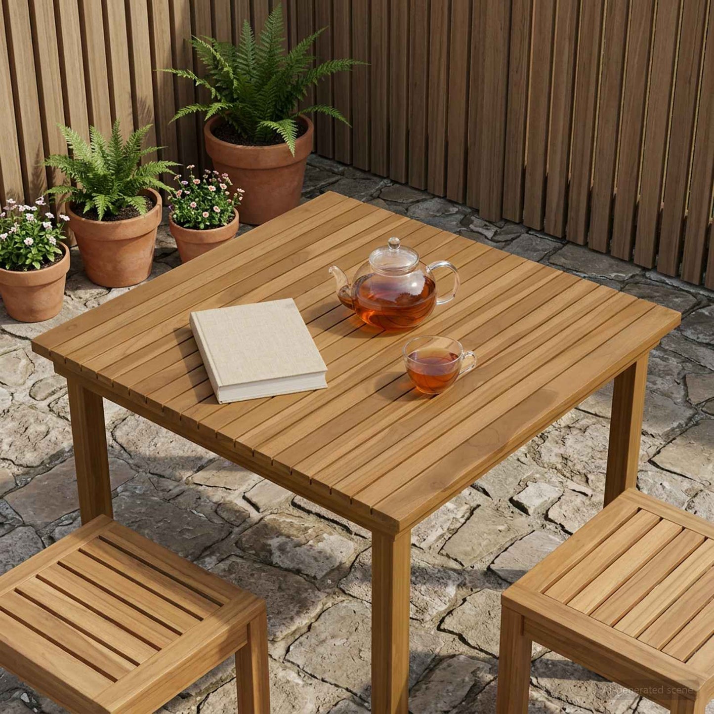 Bordplate 80 x 80 x 3,5 cm Torget Massivt Teaktre Naturlig