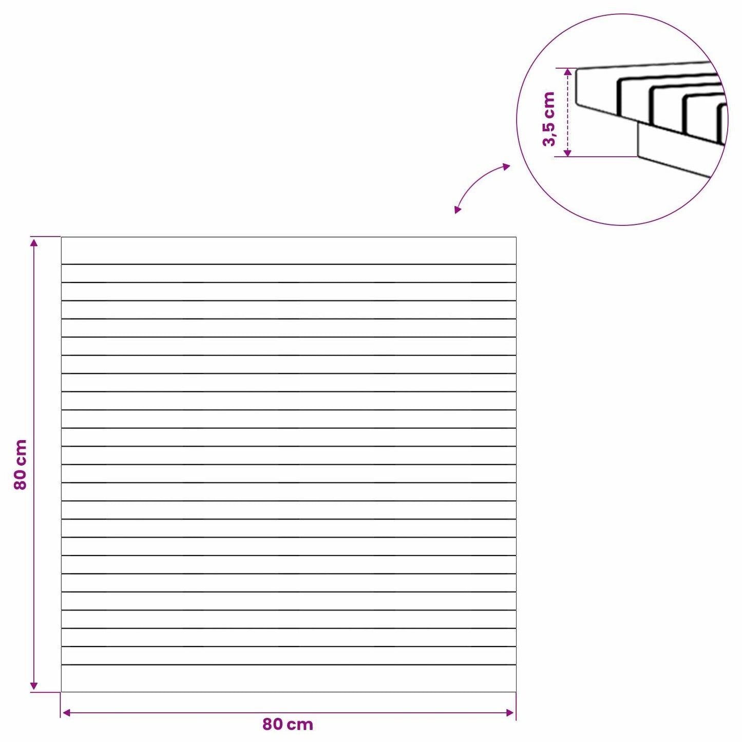 Bordplate 80 x 80 x 3,5 cm Torget Massivt Teaktre Naturlig