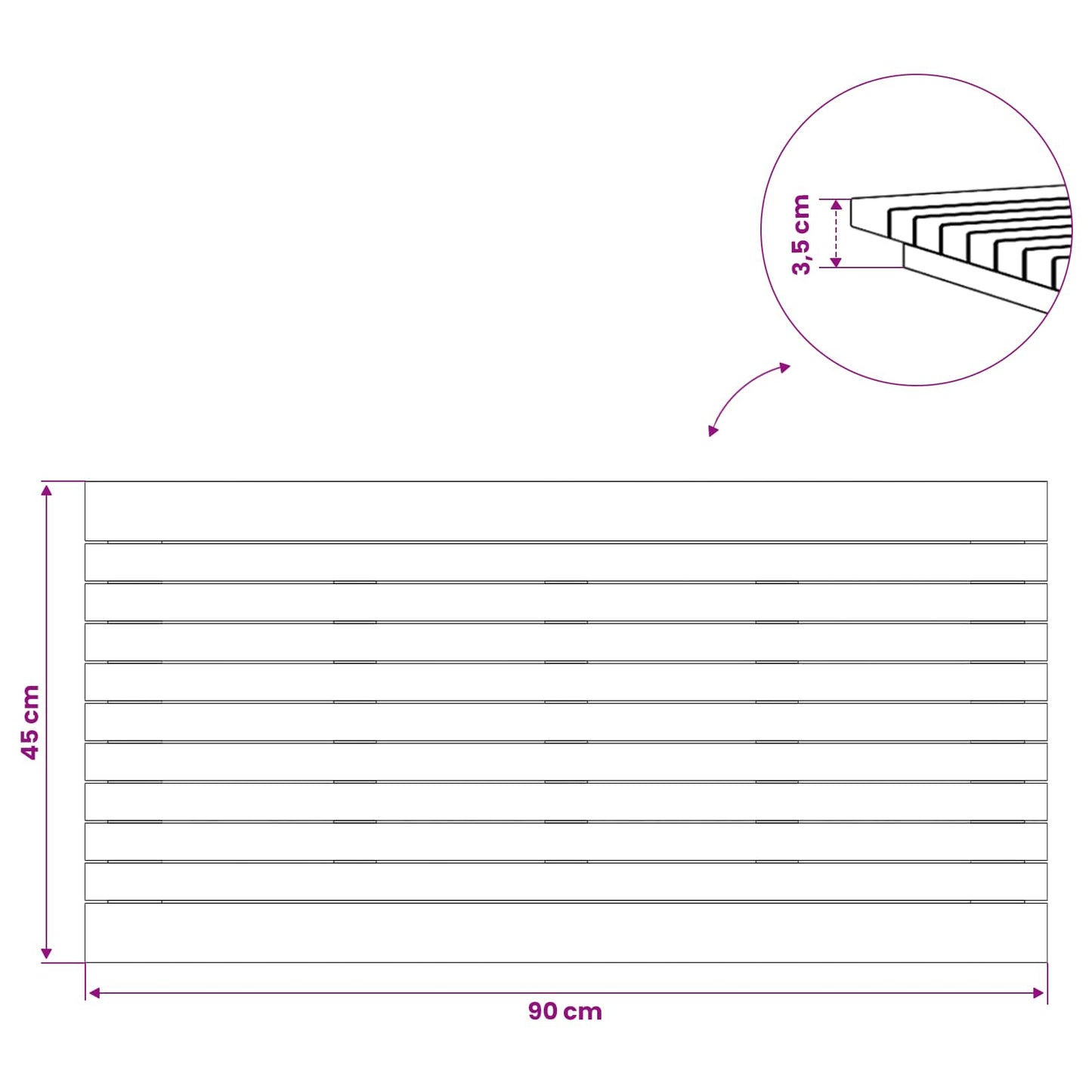 Bordplate 90 x 45 x 3,5 cm Rektangulær Massivt Teaktre Naturlig
