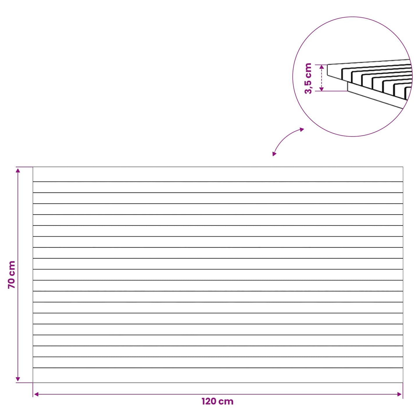 Bordplate 120 x 70 x 3,5 cm Rektangulær Massivt Teaktre