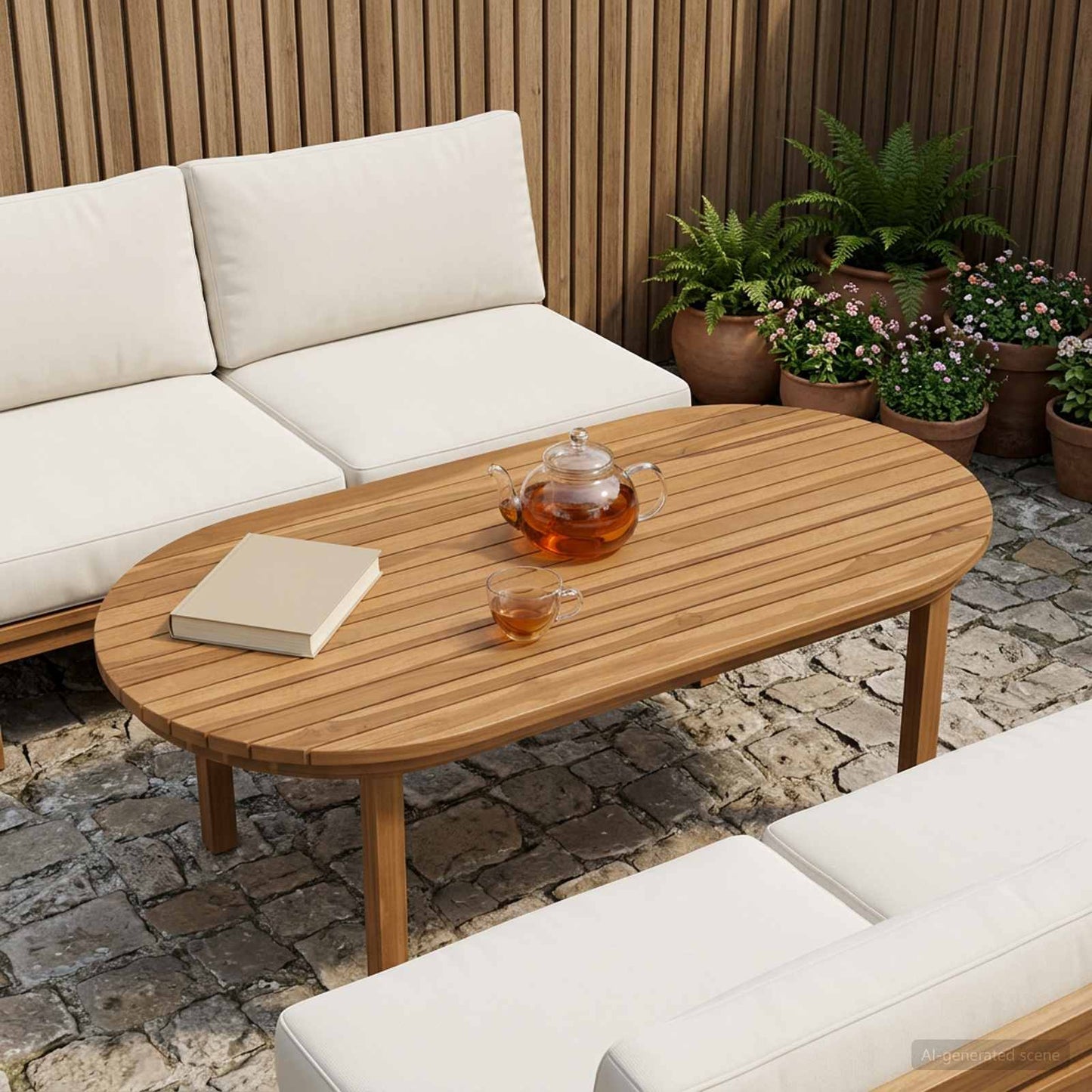 Bordplate 100 x 50 x 3,5 cm Oval Massivt Teaktre Naturlig