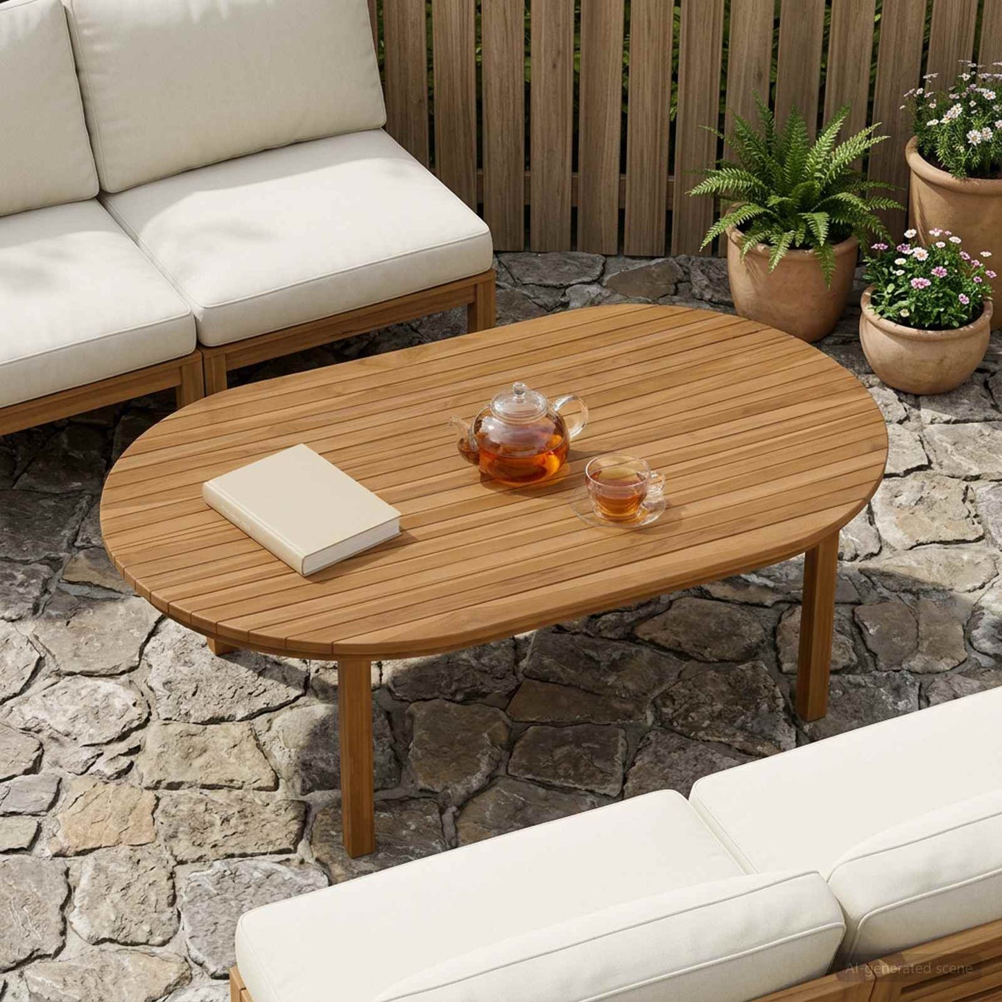 Bordplate 120 x 70 x 3,5 cm Oval Massivt Teaktre Naturlig