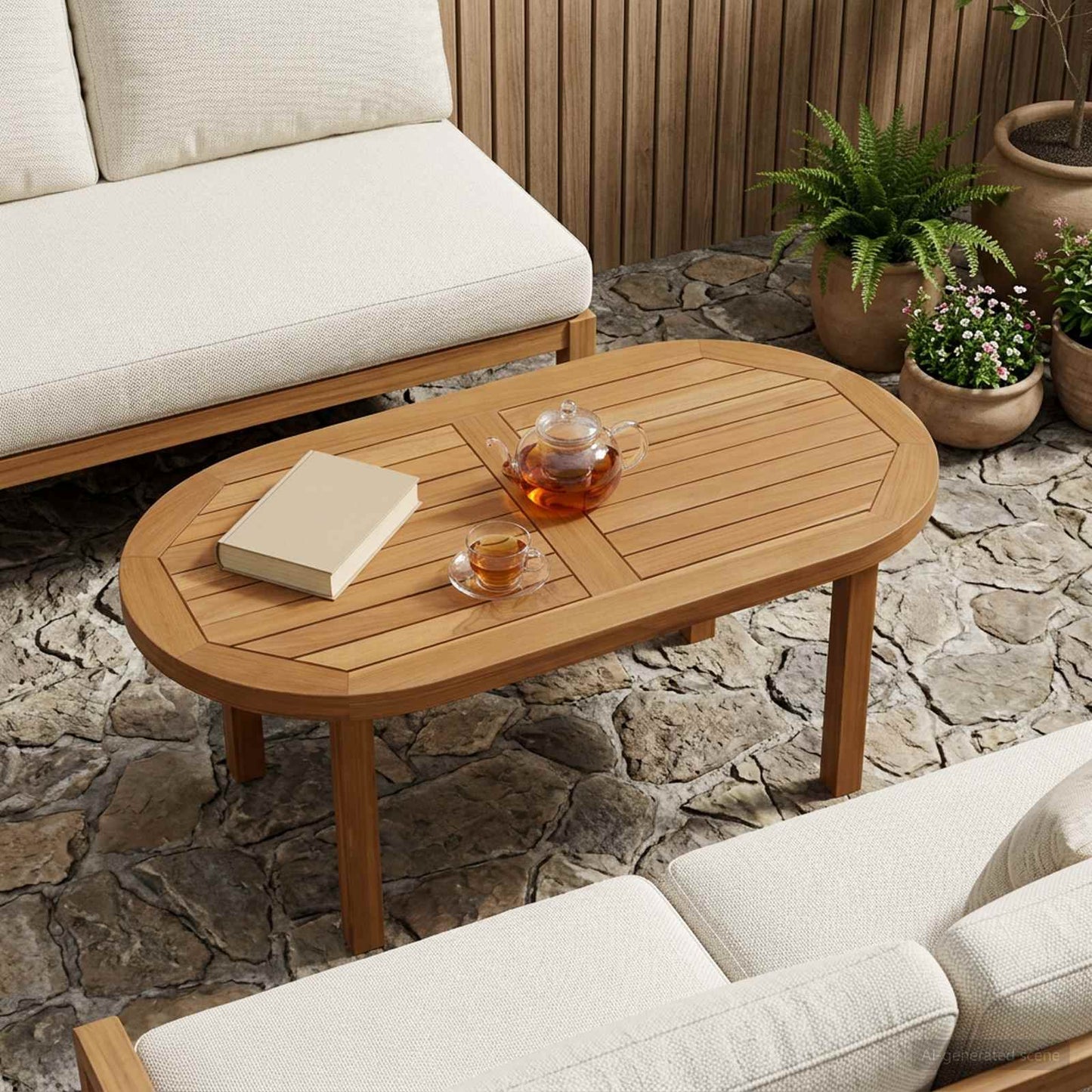 Bordplate 80 x 40 x 2,5 cm Oval Massivt Teaktre Naturlig