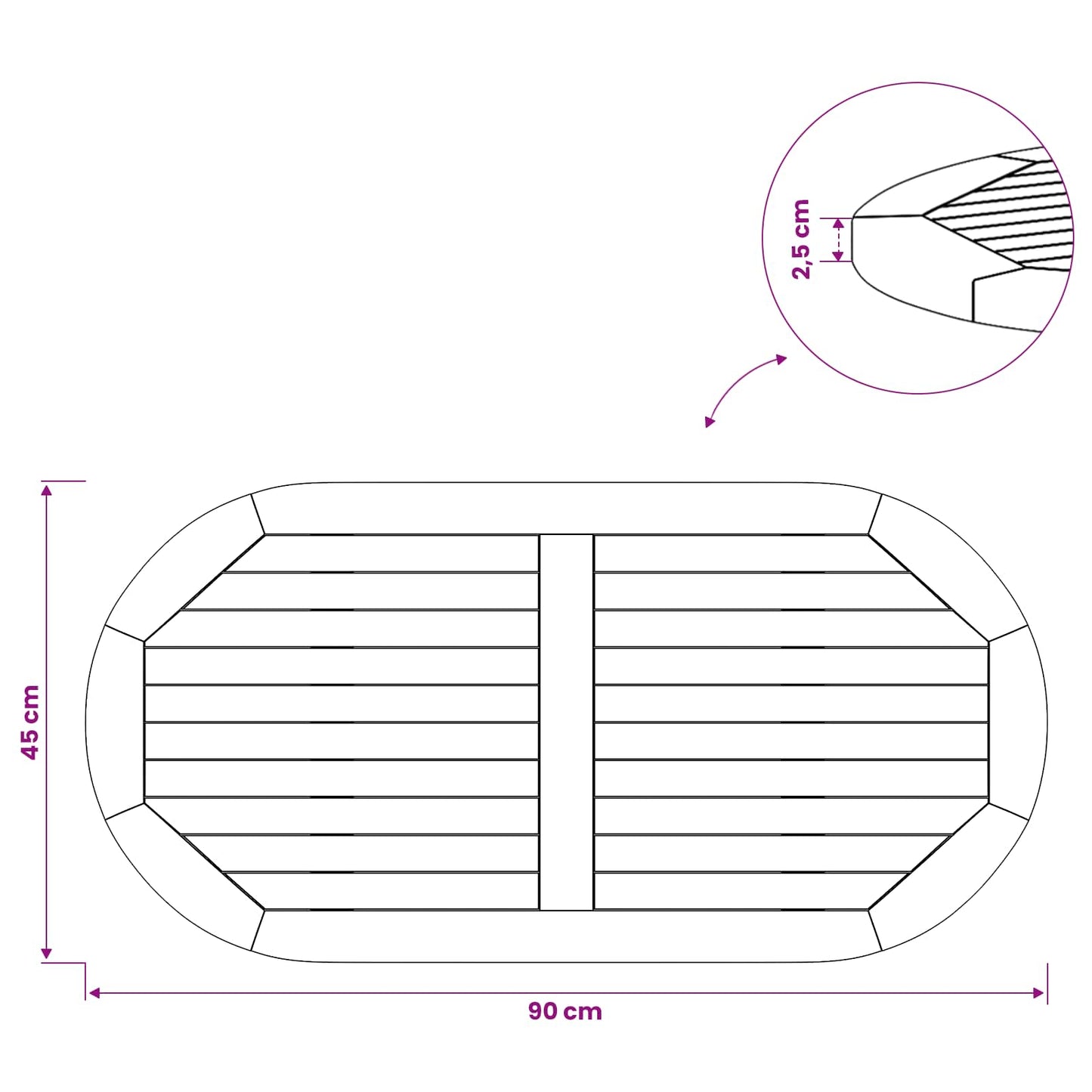 Bordplate Oval Massivt Teaktre Naturlig