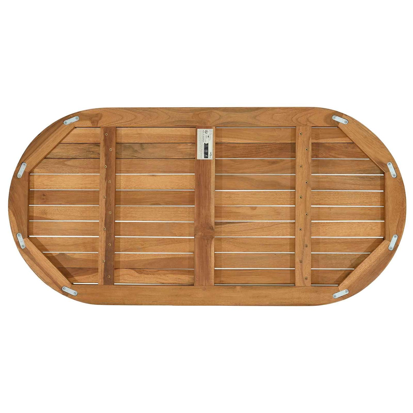Bordplate Oval Massivt Teaktre Naturlig