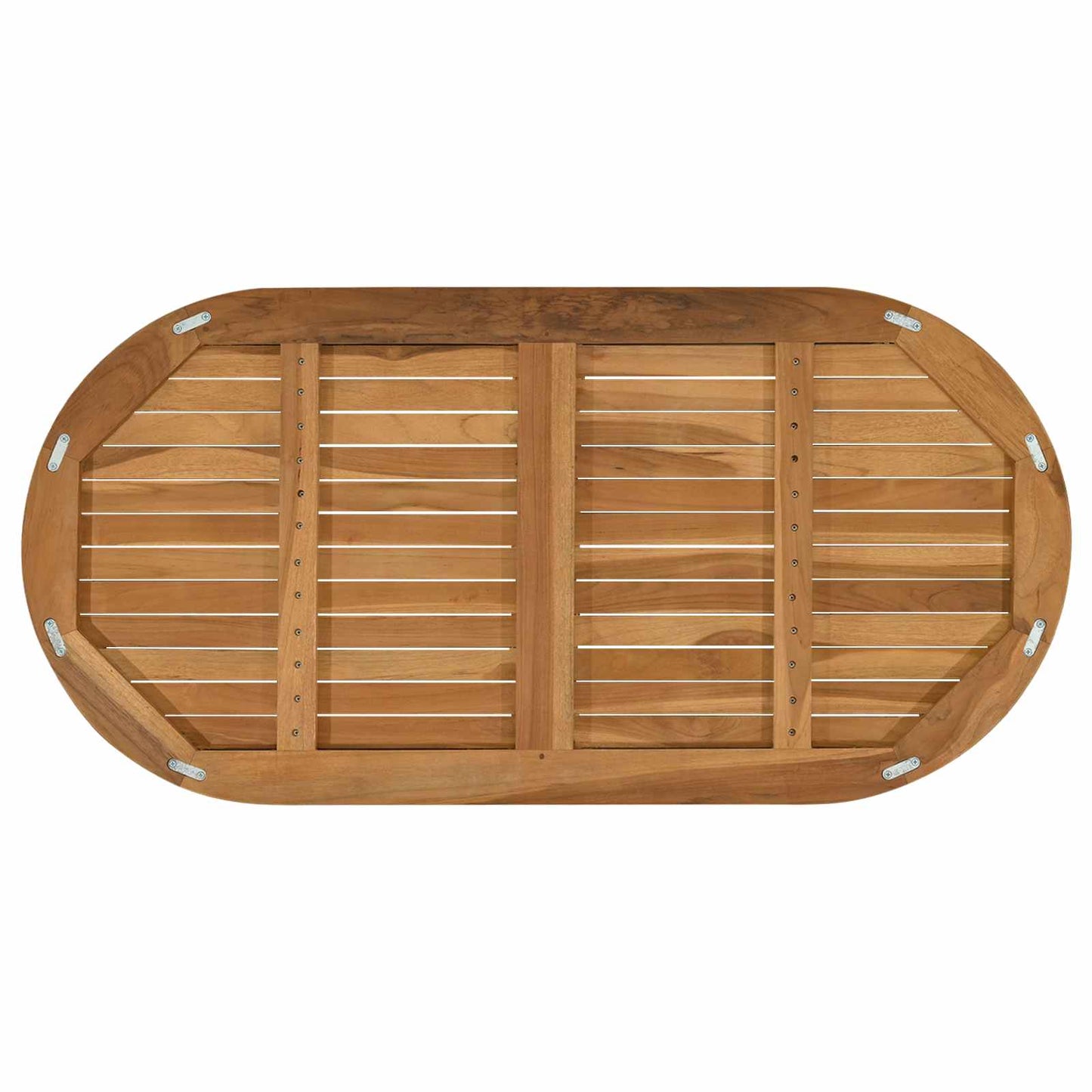 Bordplate Oval Massivt Teaktre Naturlig