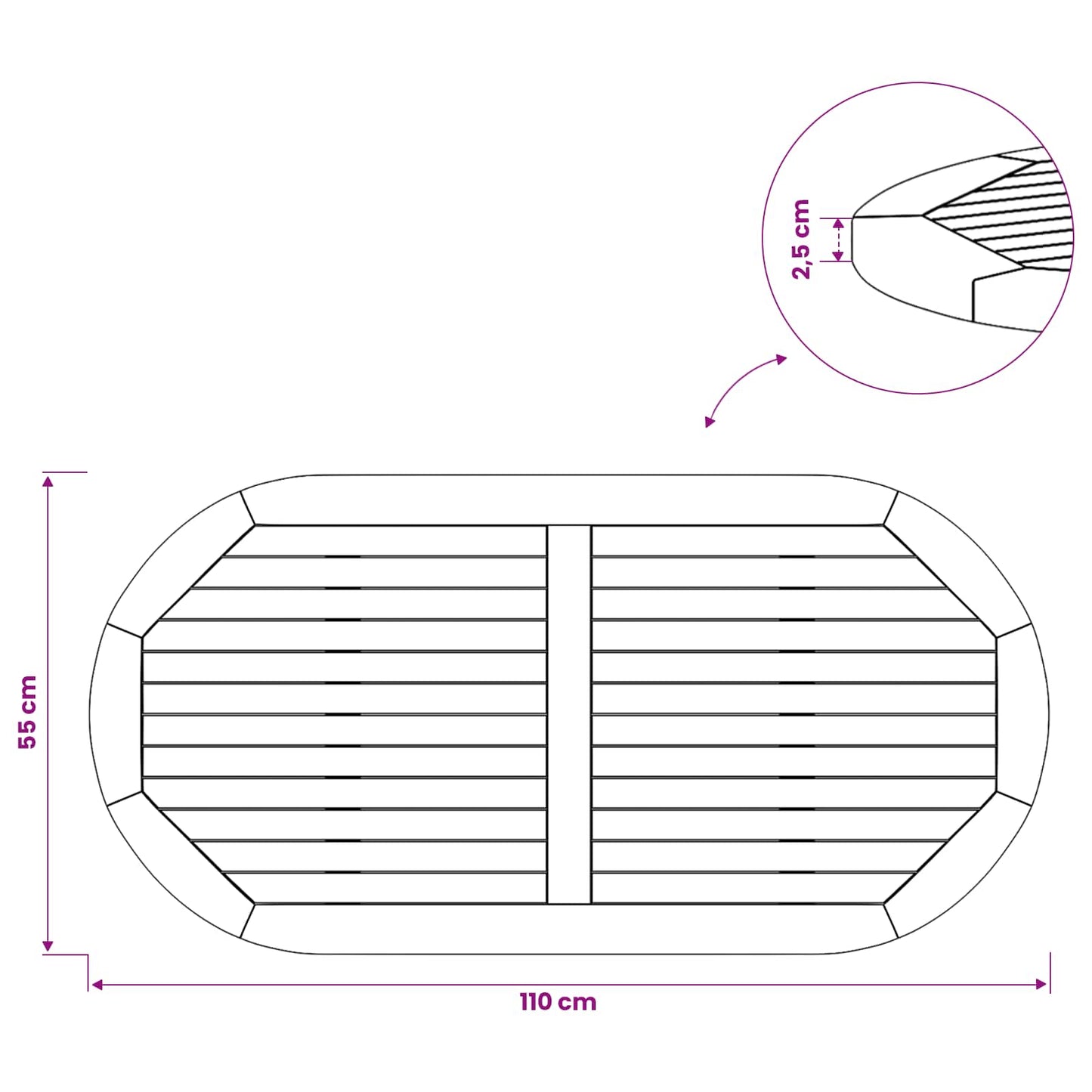 Bordplate Oval Massivt Teaktre Naturlig
