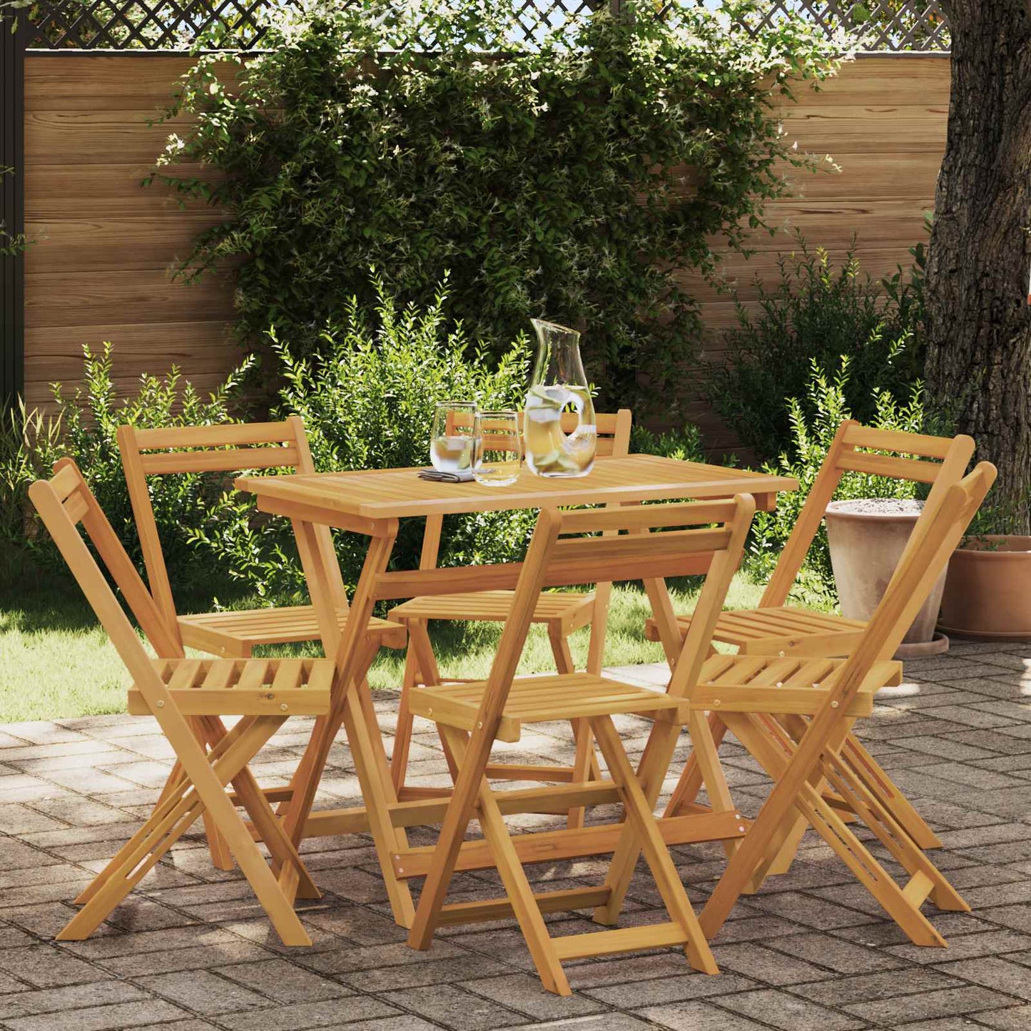 Foldbare Hage Stoler 6 pcs Naturlig 40 x 53 x 80 cm