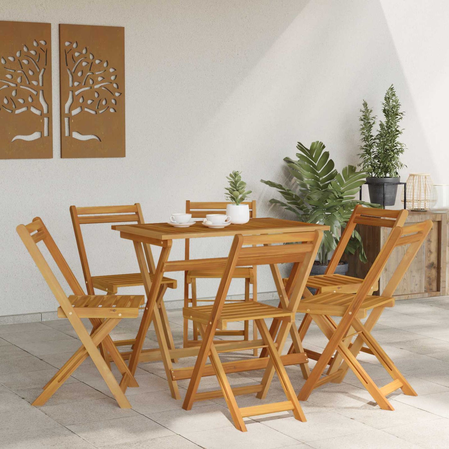 Foldbare Hage Stoler 6 pcs Naturlig 40 x 53 x 80 cm