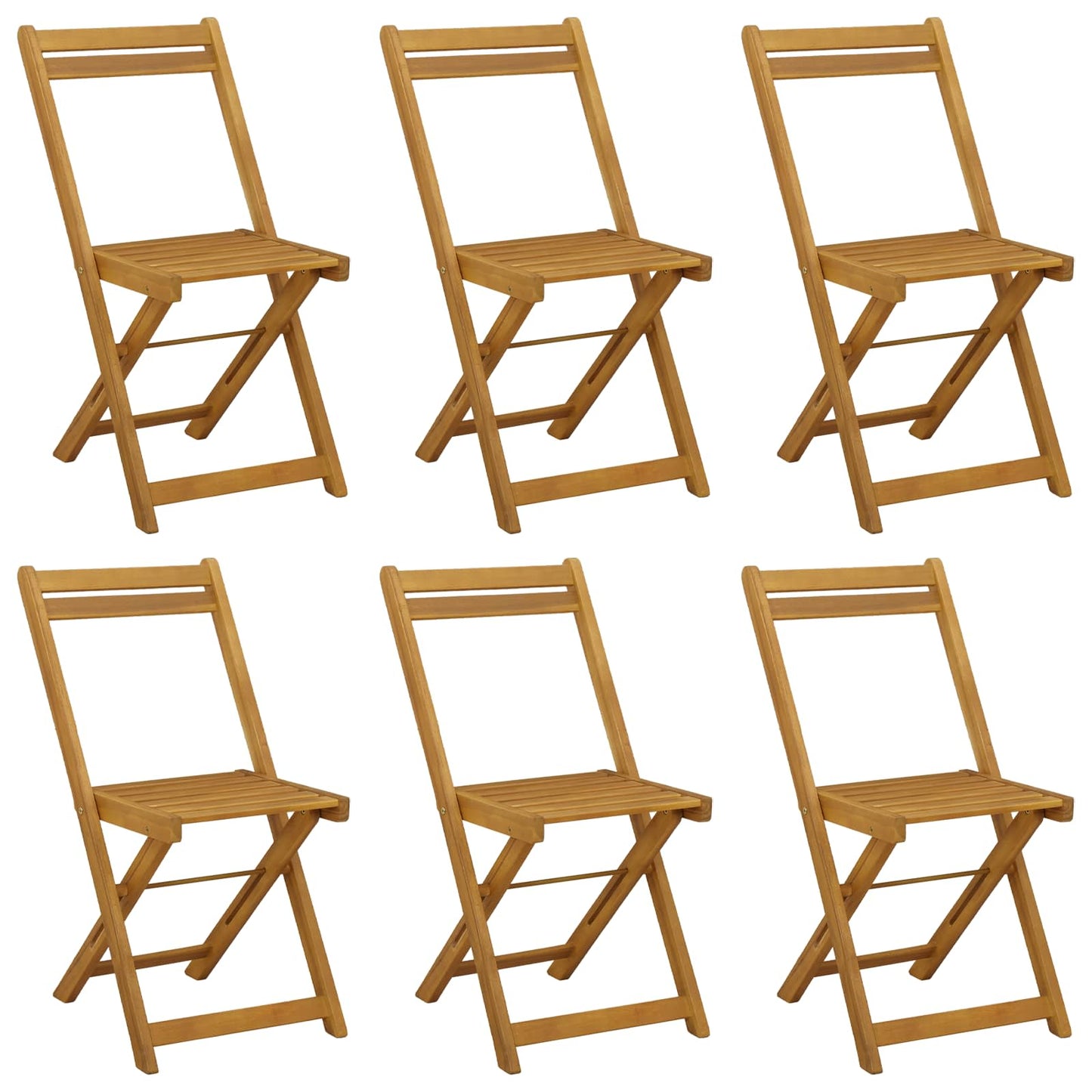 Foldbare Hage Stoler 6 pcs Naturlig 40 x 53 x 80 cm