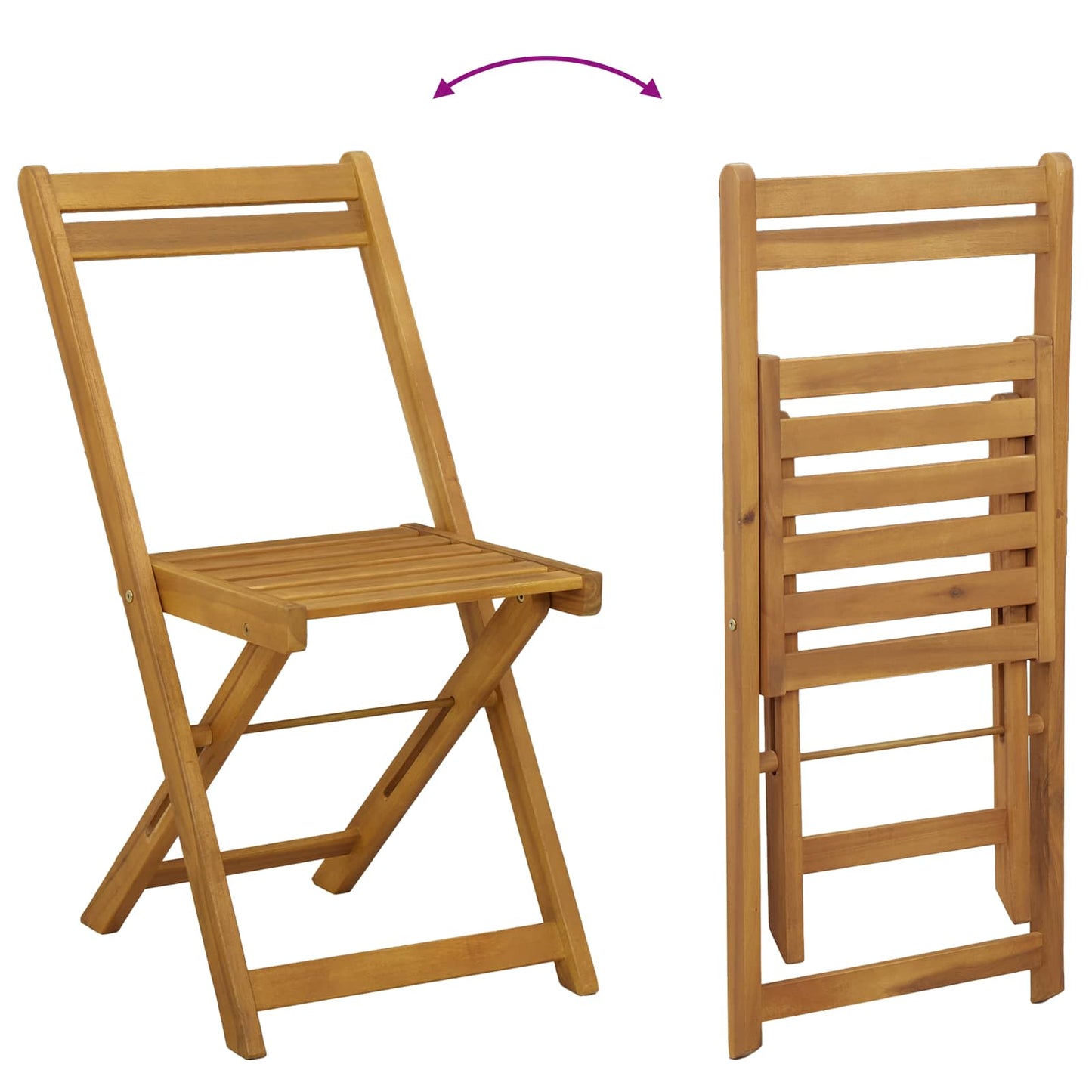Foldbare Hage Stoler 6 pcs Naturlig 40 x 53 x 80 cm