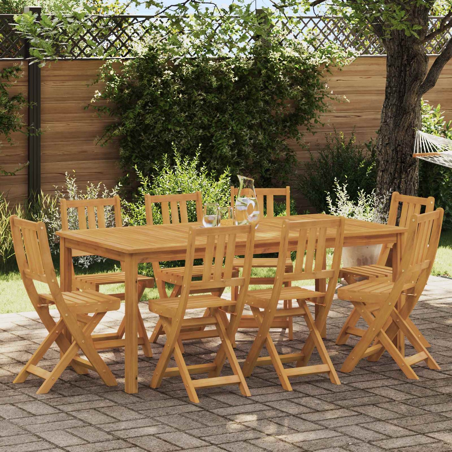 Utendørs Bistro Stoler med pute 8 pcs Naturlig 40 x 42 x 85 cm