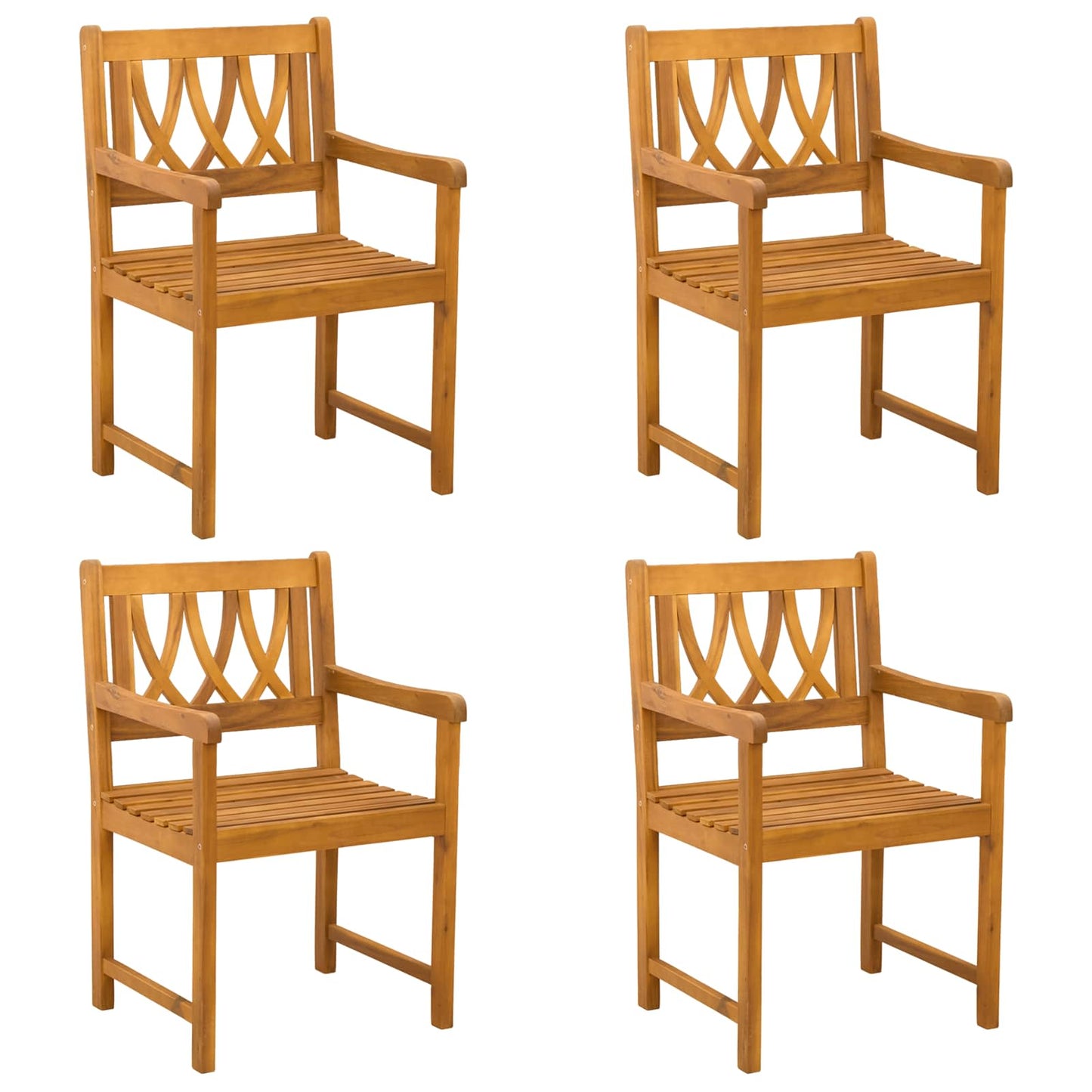 Hagestoler 4 pcs Naturlig Solid akasietre