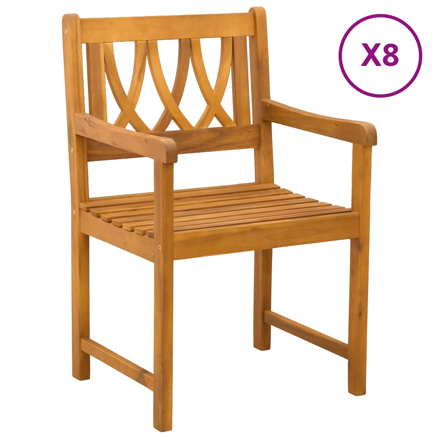 Hagestoler 8 pcs Naturlig Solid akasietre