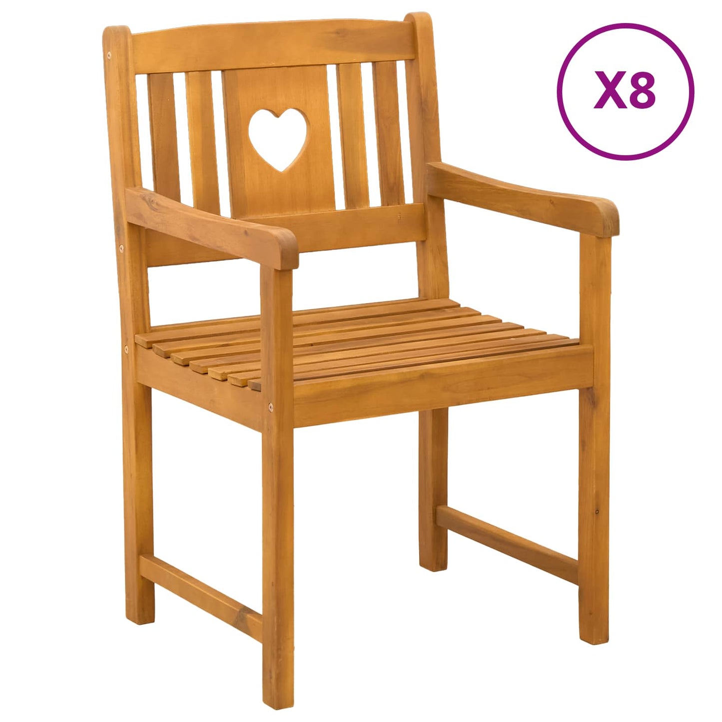 Hagestoler 8 pcs Naturlig Solid akasietre