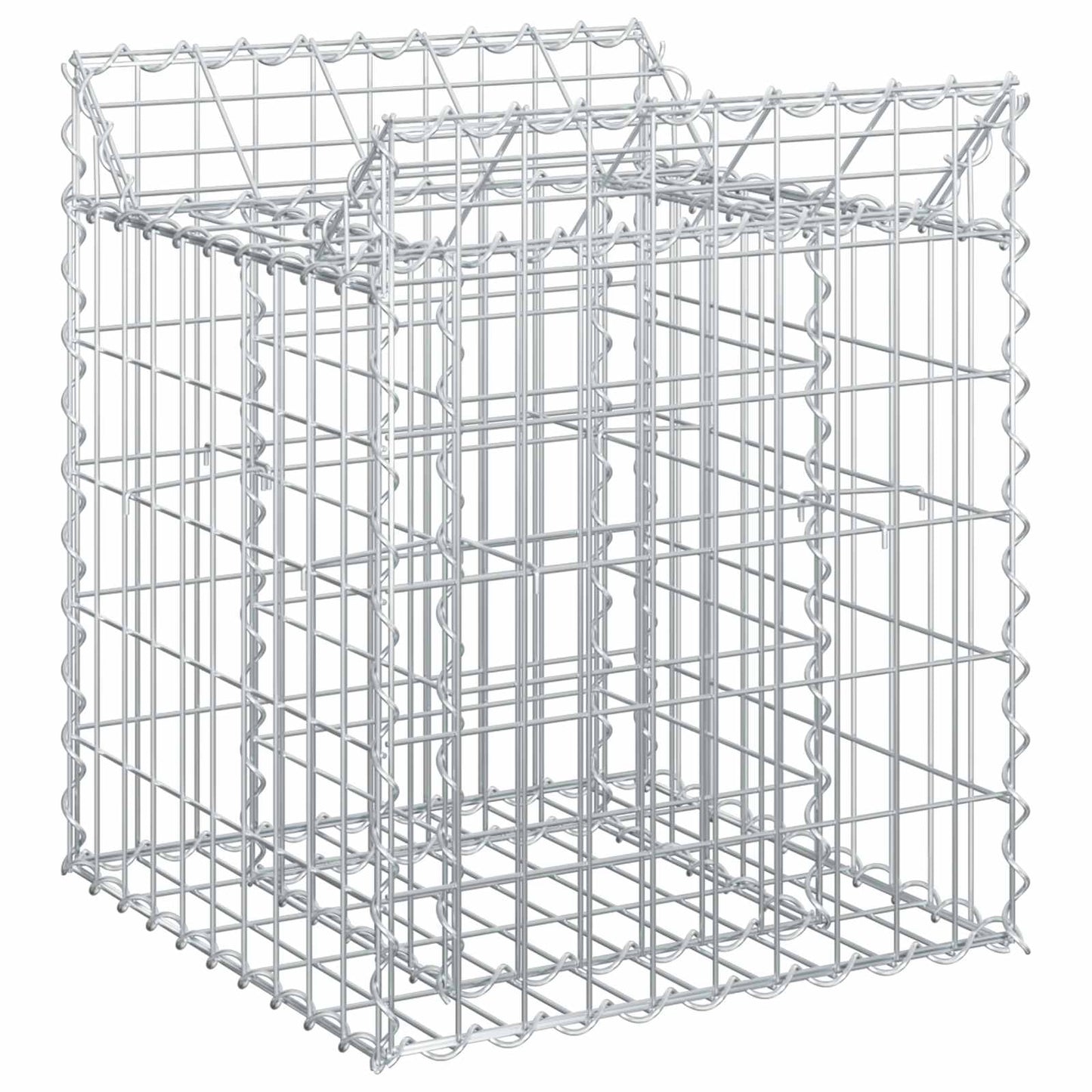 Gabion hevet seng sølv 50 x 50 x 60 cm Galvanisert Stål vidaXL
