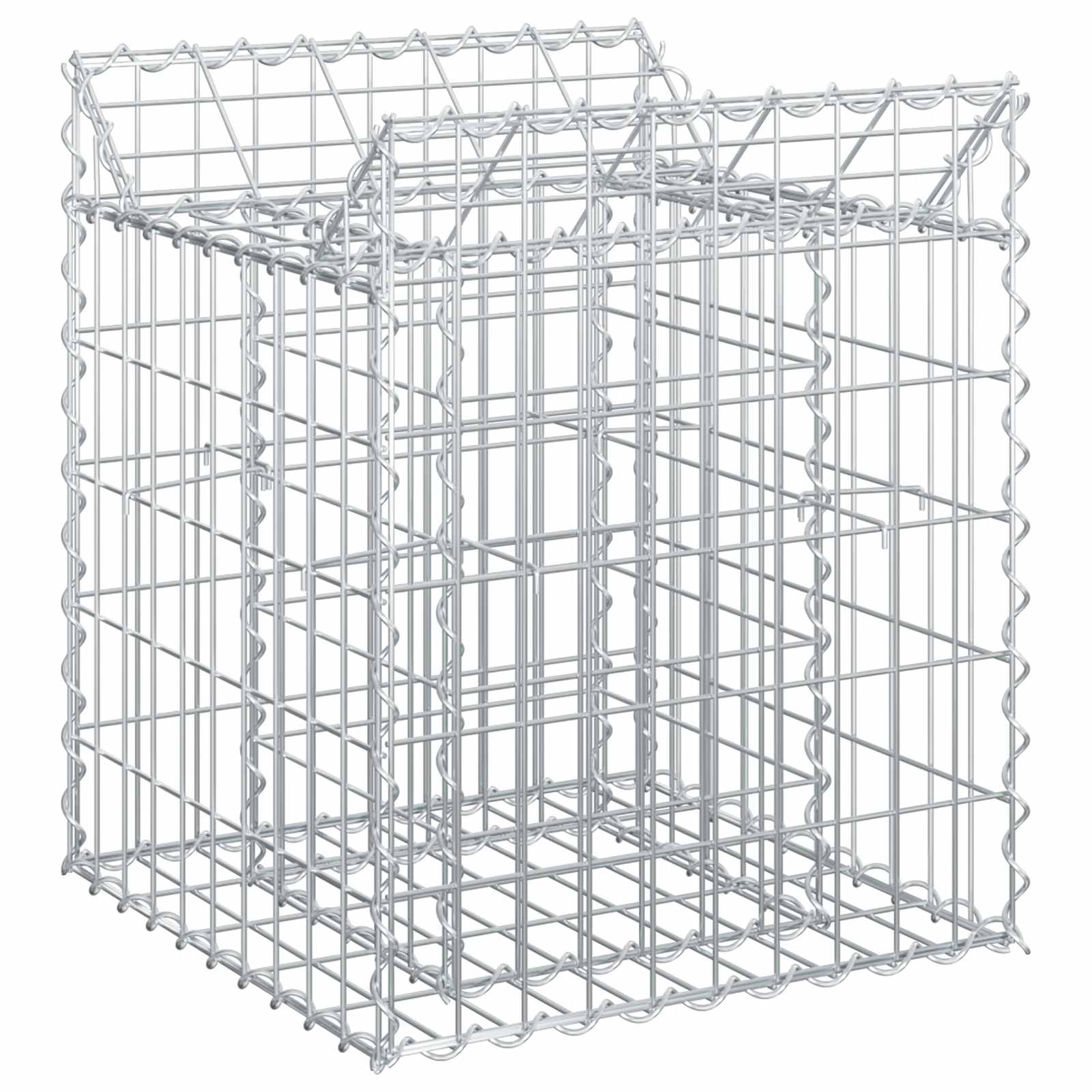 Gabion hevet seng sølv 50 x 50 x 60 cm Galvanisert Stål vidaXL