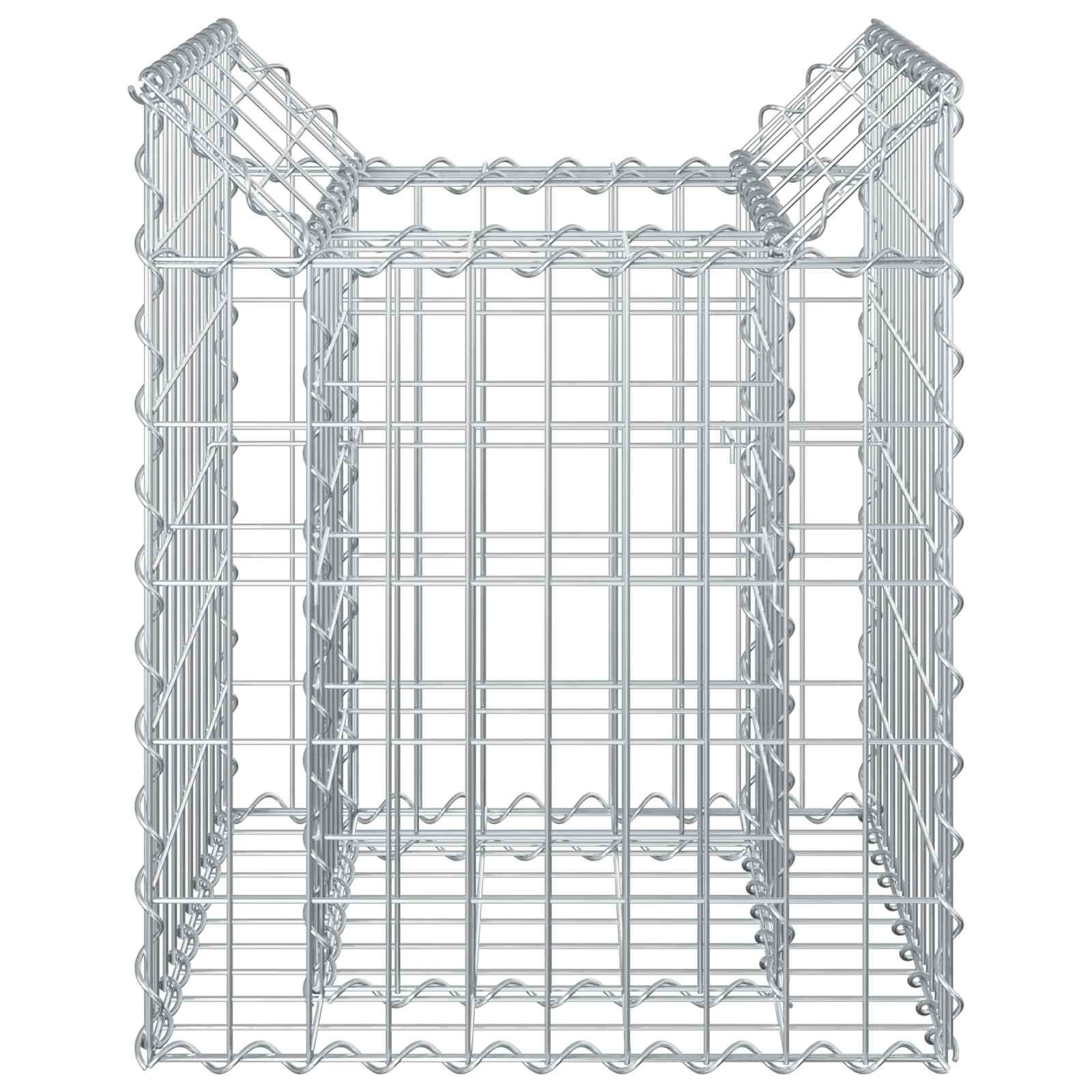 Gabion hevet seng sølv 50 x 50 x 60 cm Galvanisert Stål vidaXL
