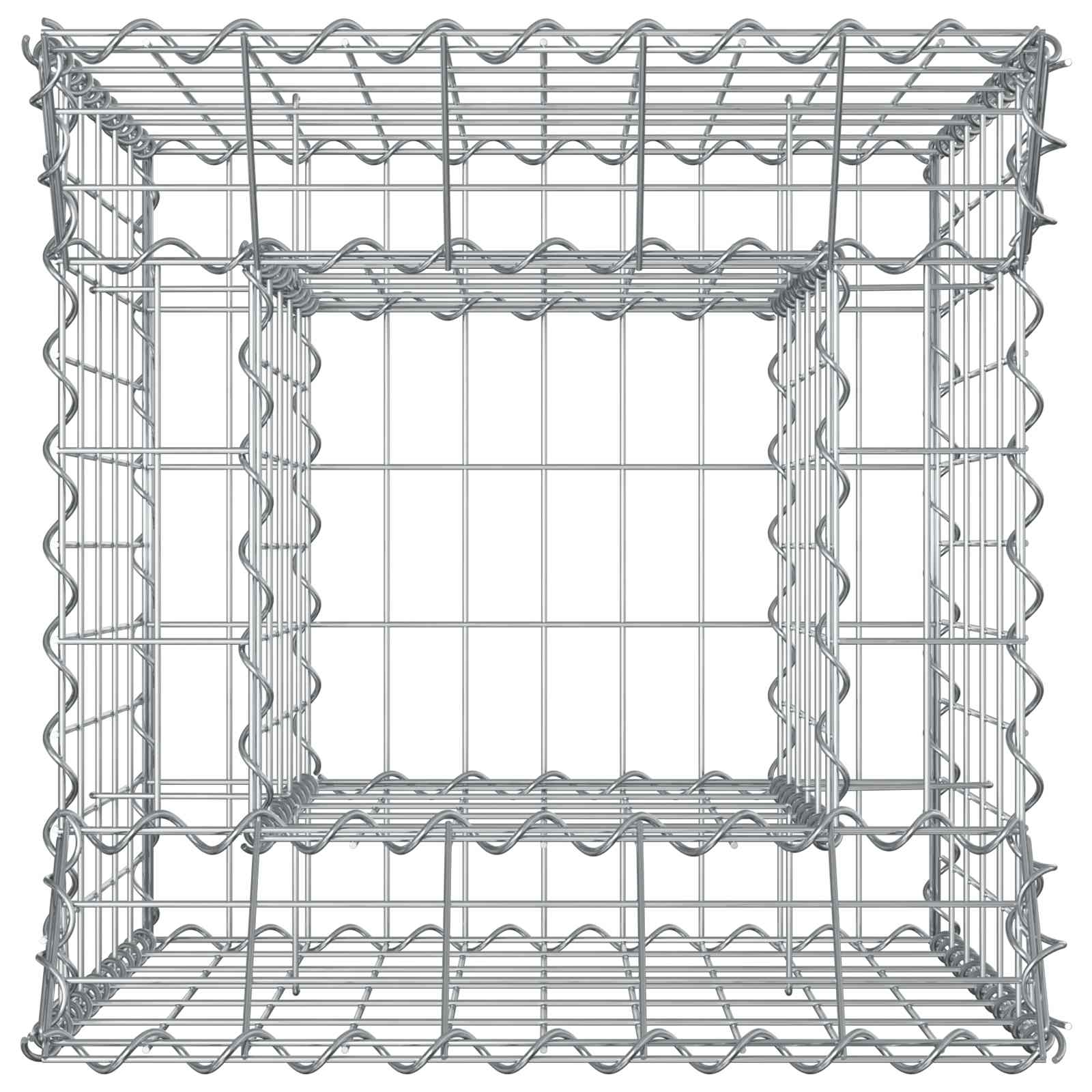 Gabion hevet seng sølv 50 x 50 x 60 cm Galvanisert Stål vidaXL