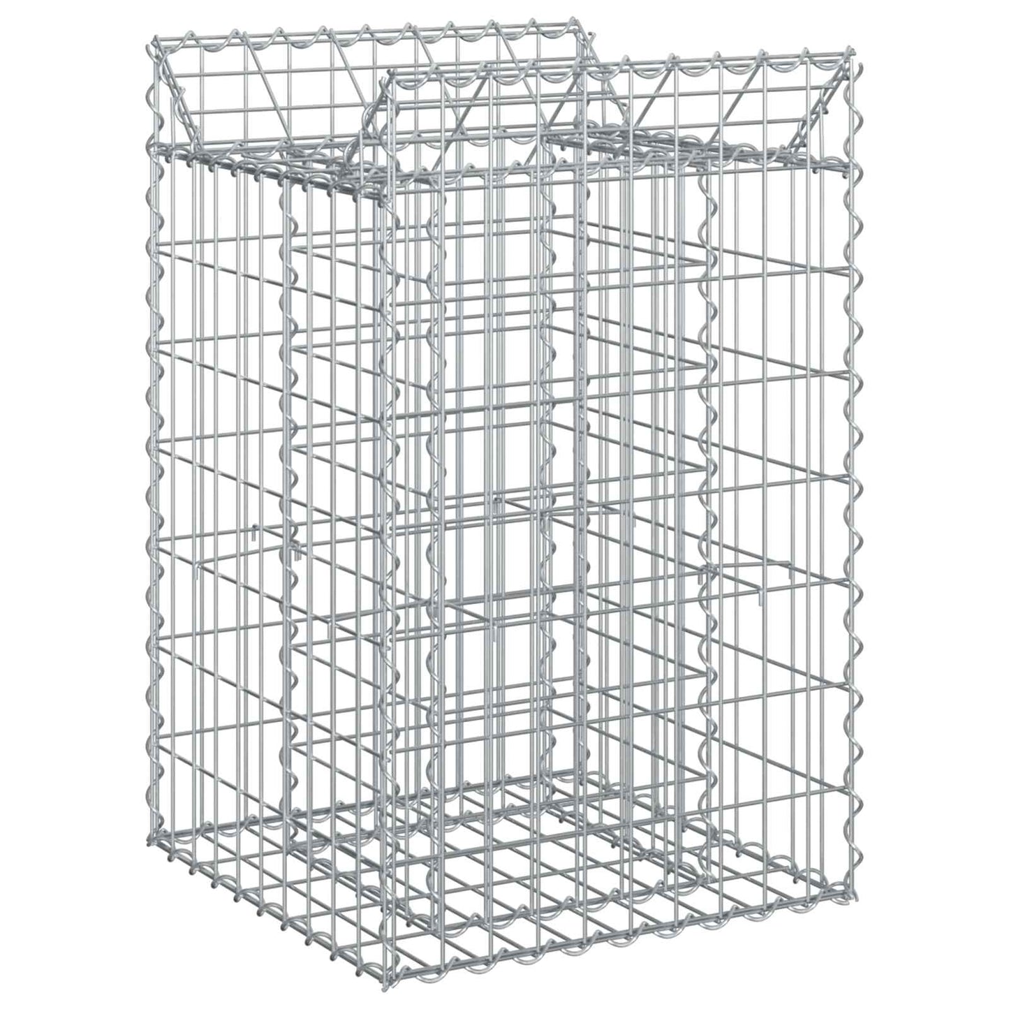 Gabion hevet seng sølv 50 x 50 x 80 cm Galvanisert Stål vidaXL