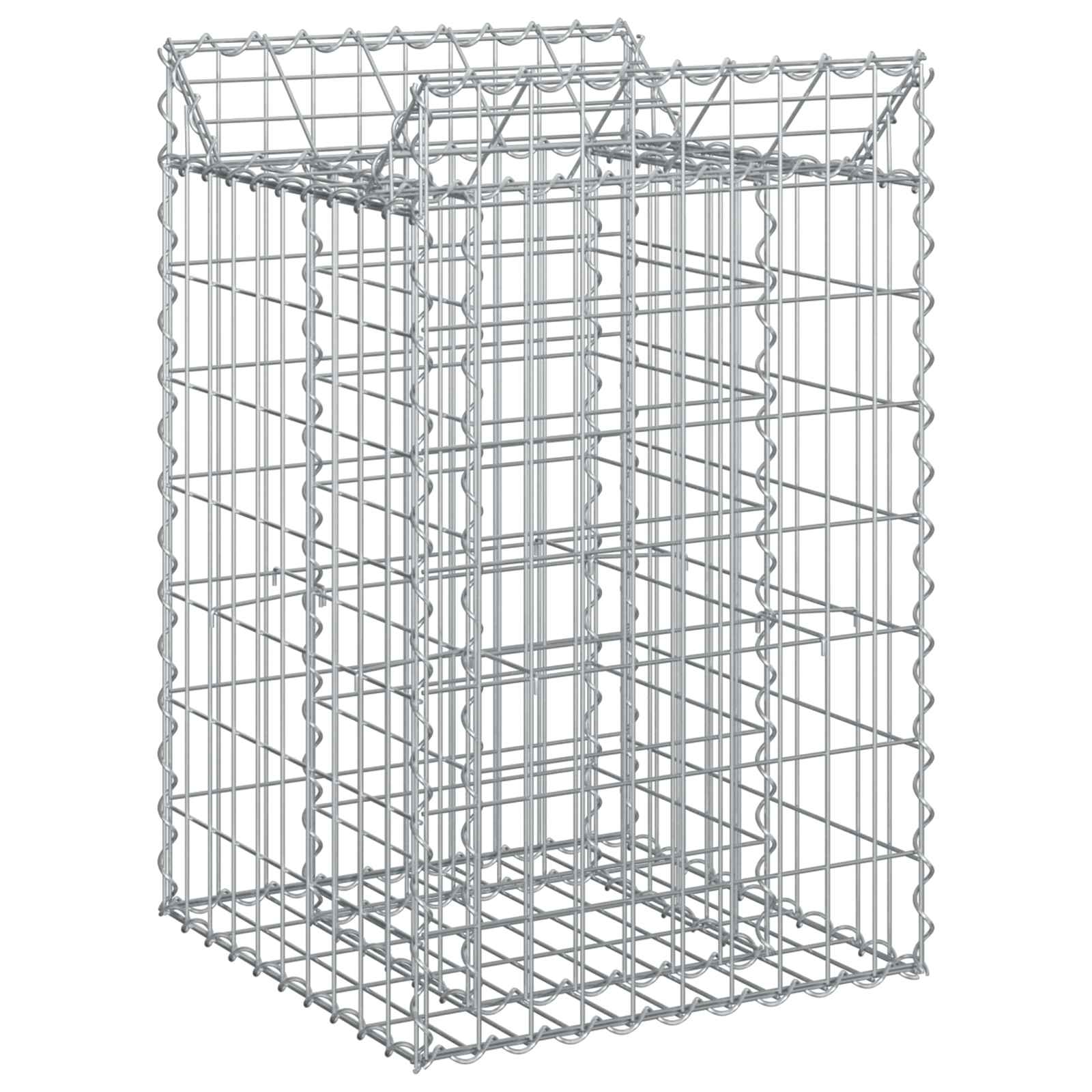 Gabion hevet seng sølv 50 x 50 x 80 cm Galvanisert Stål vidaXL