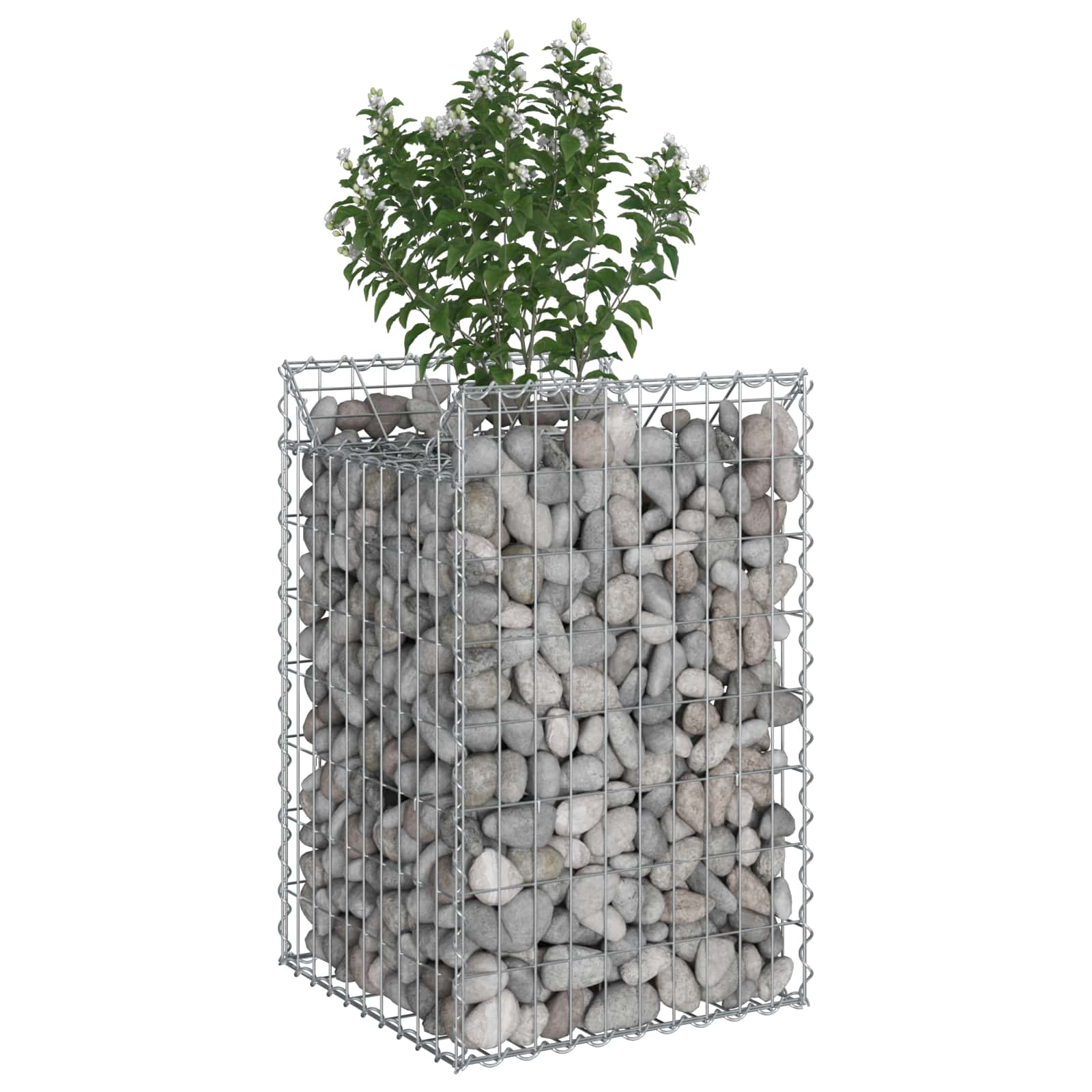 Gabion hevet seng sølv 50 x 50 x 80 cm Galvanisert Stål vidaXL