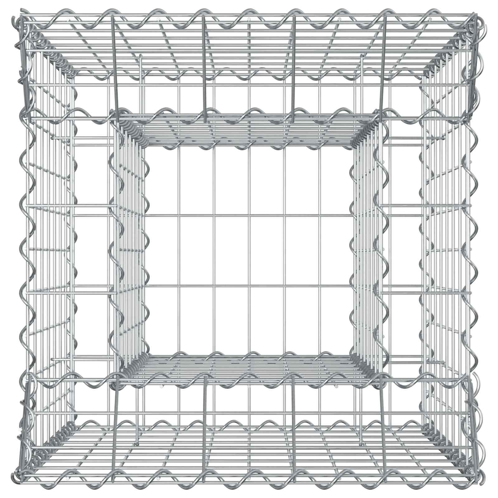 Gabion hevet seng sølv 50 x 50 x 80 cm Galvanisert Stål vidaXL