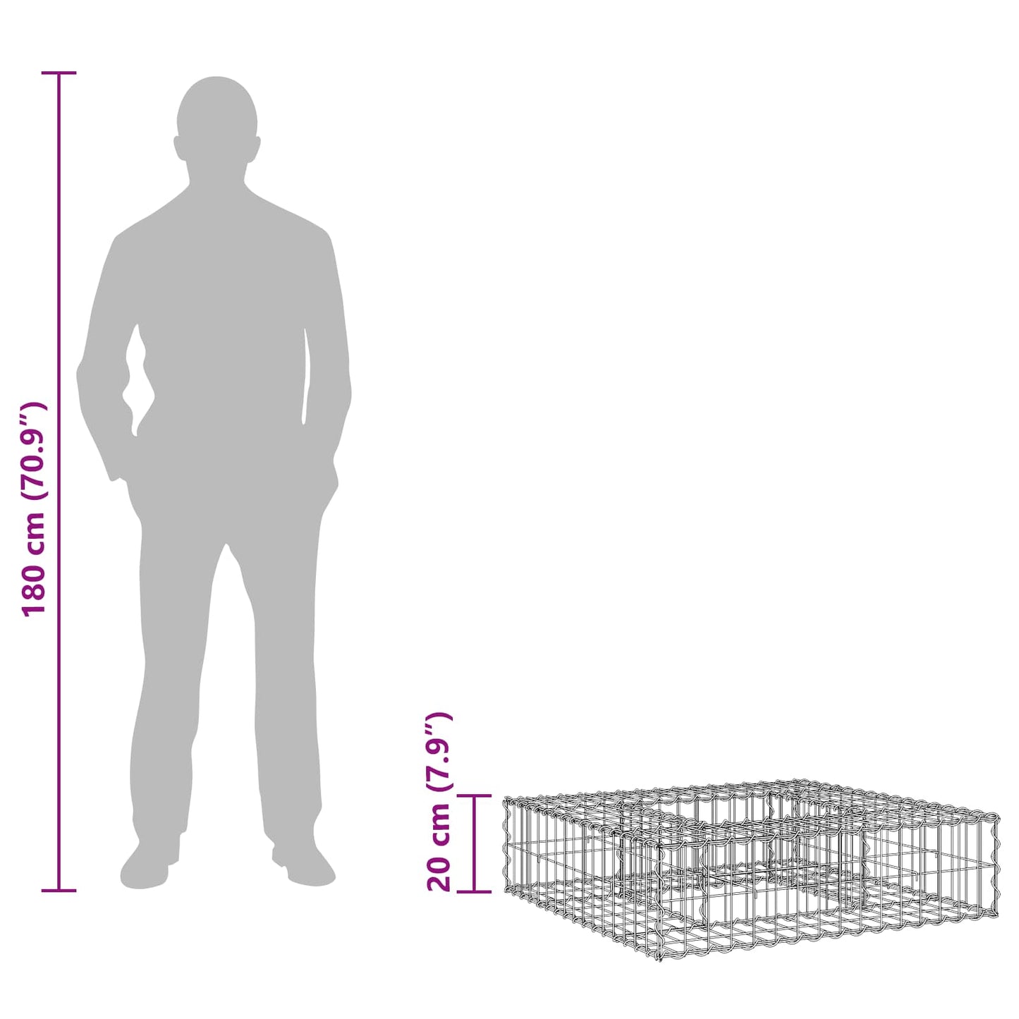 Gabion hevet seng sølv