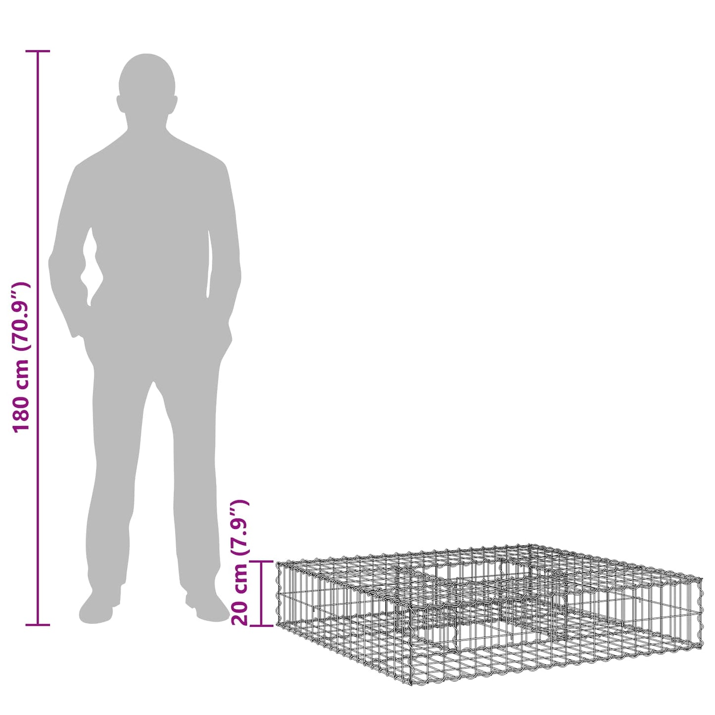 Gabion hevet seng sølv