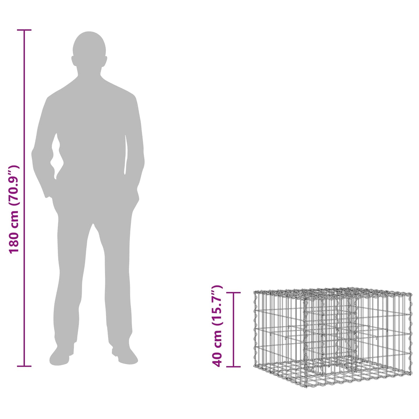 Gabion hevet seng sølv