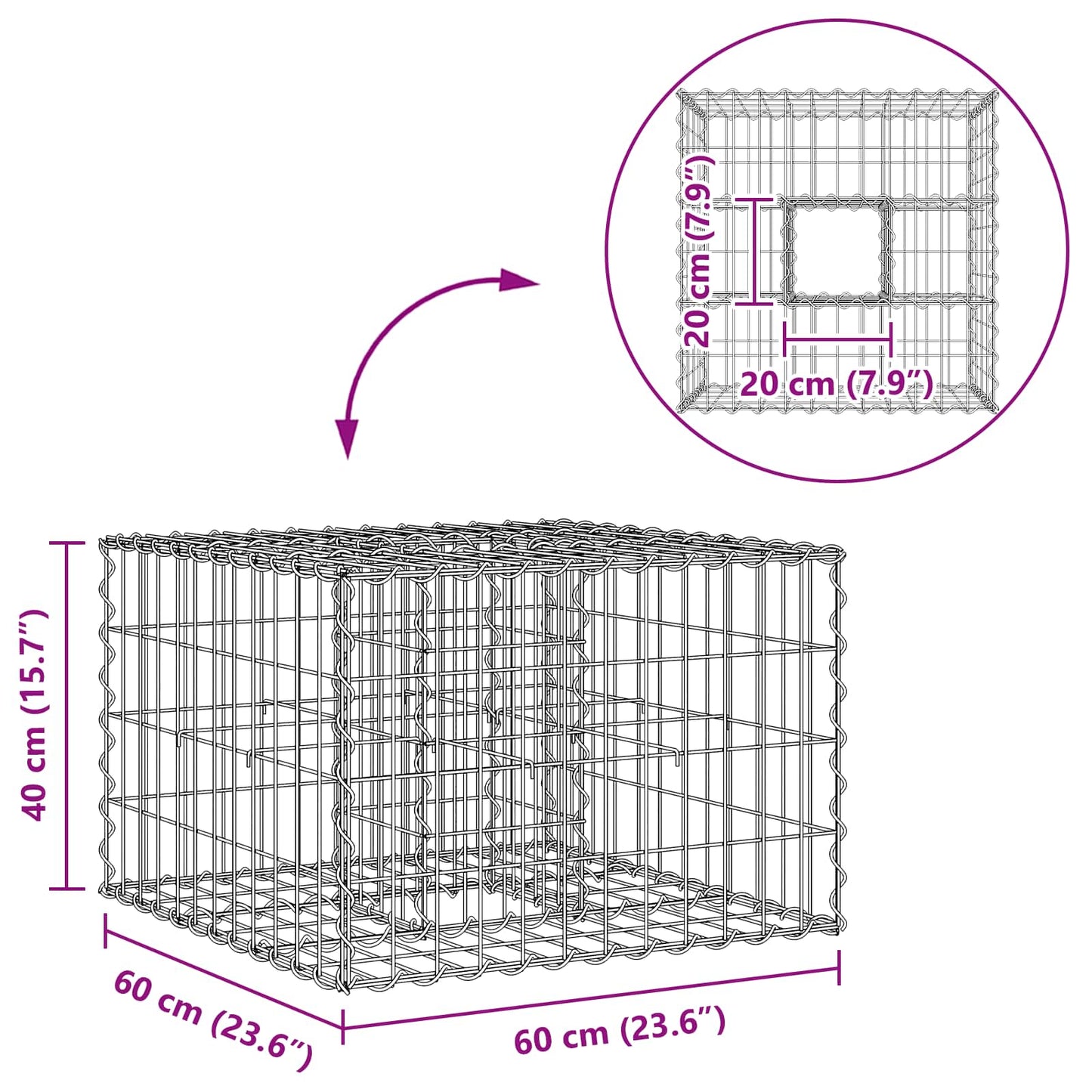 Gabion hevet seng sølv