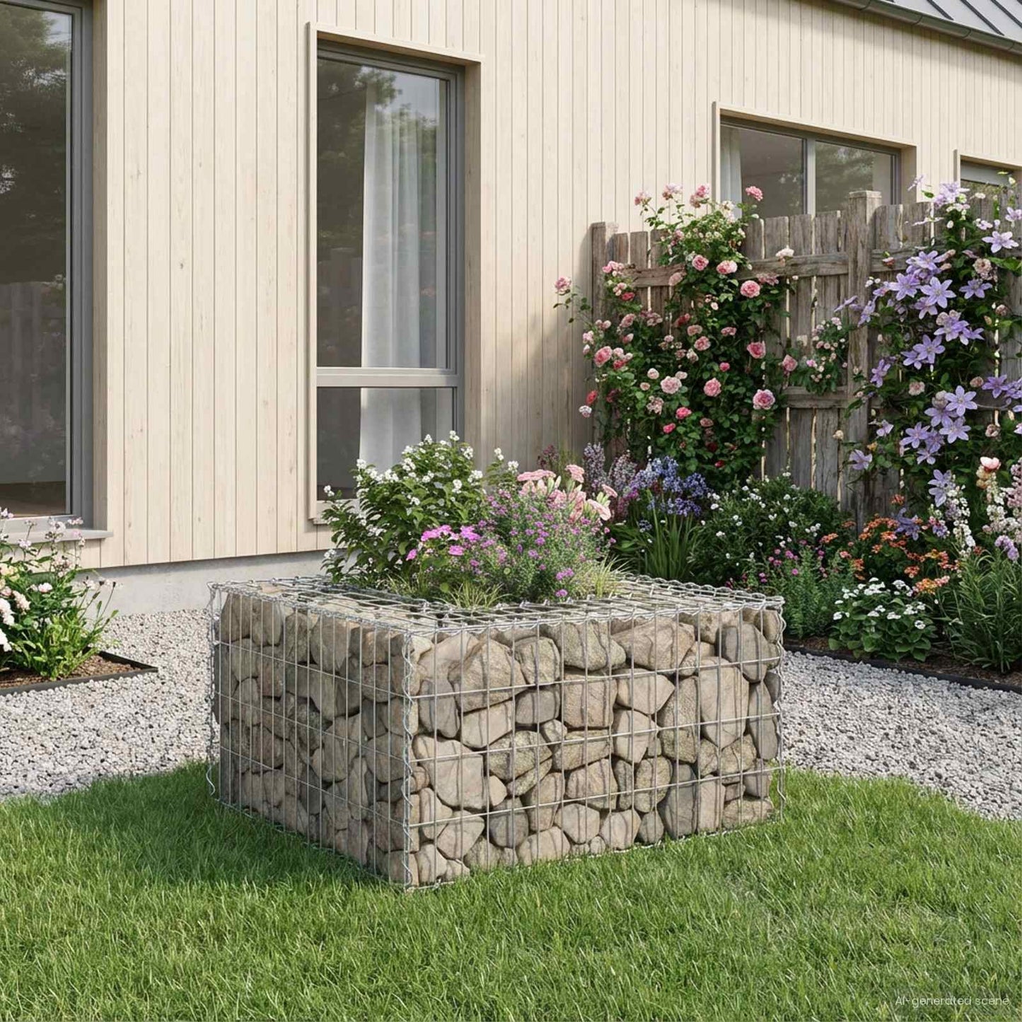 Gabion hevet seng sølv