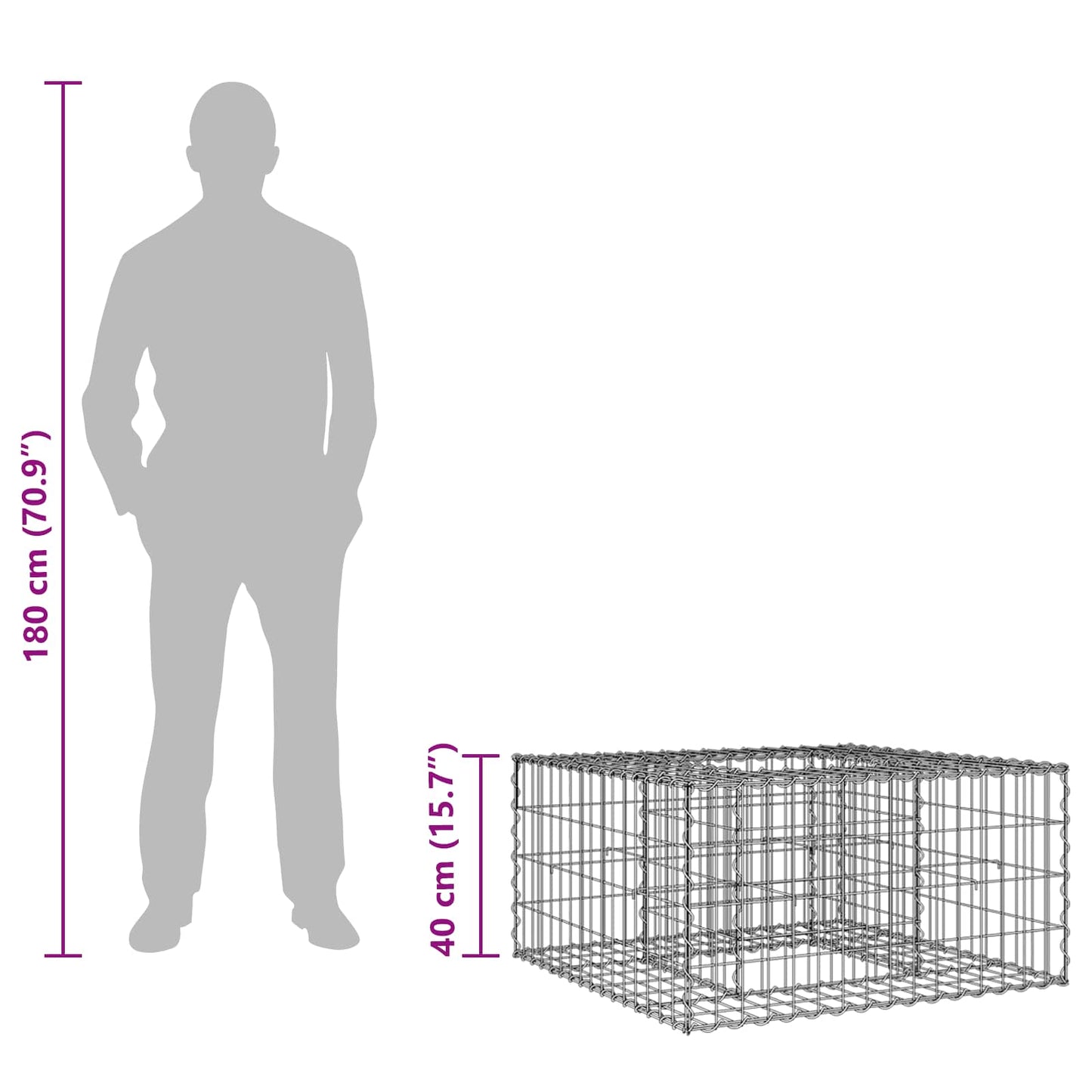 Gabion hevet seng sølv