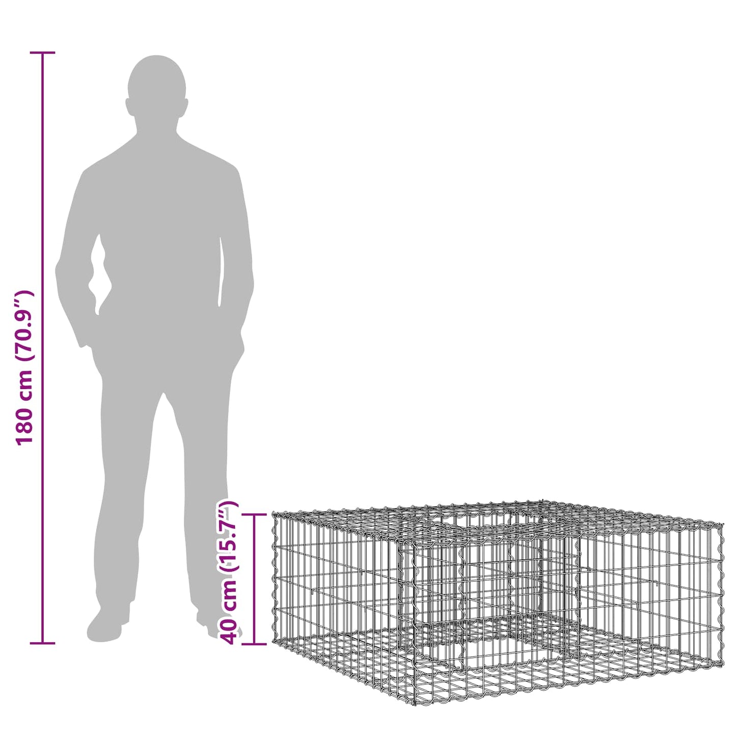 Gabion hevet seng sølv