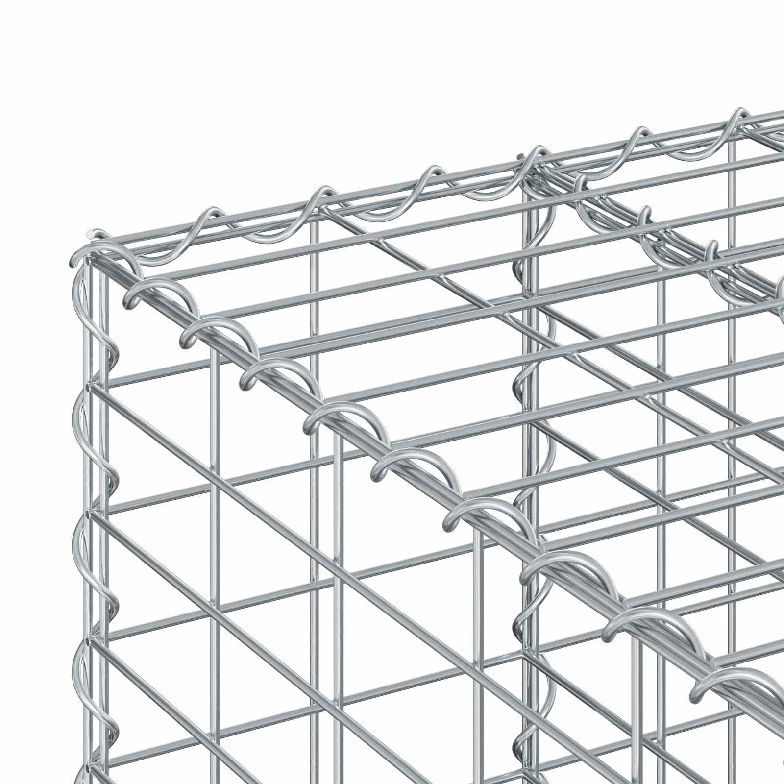 Gabion hevet seng sølv 60 x 60 x 55 cm Galvanisert Stål vidaXL