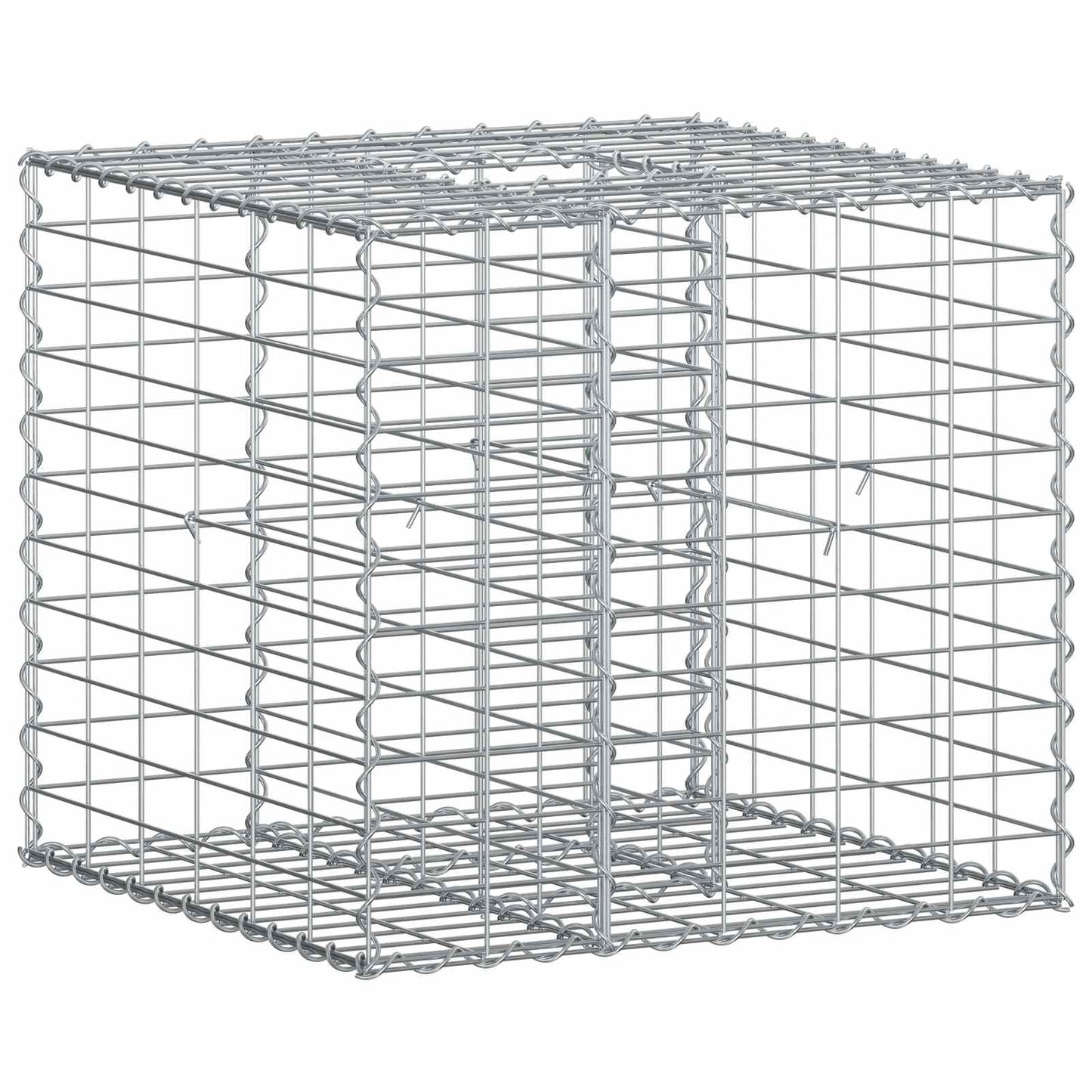 Gabion hevet seng sølv 60 x 60 x 55 cm Galvanisert Stål vidaXL