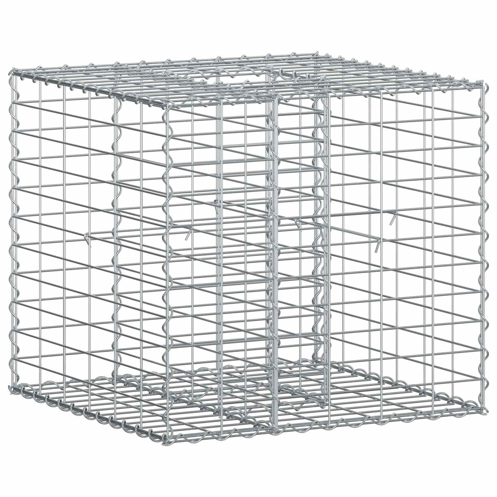 Gabion hevet seng sølv 60 x 60 x 55 cm Galvanisert Stål vidaXL