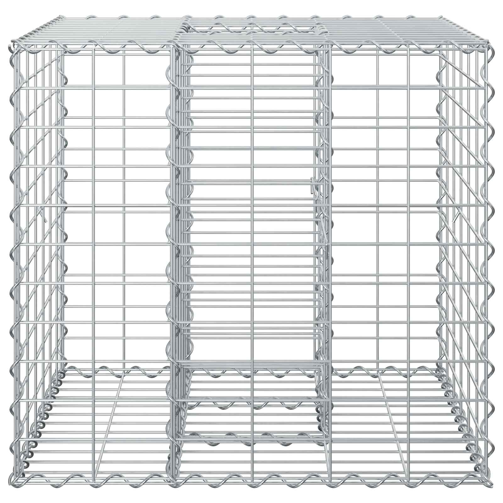 Gabion hevet seng sølv 60 x 60 x 55 cm Galvanisert Stål vidaXL